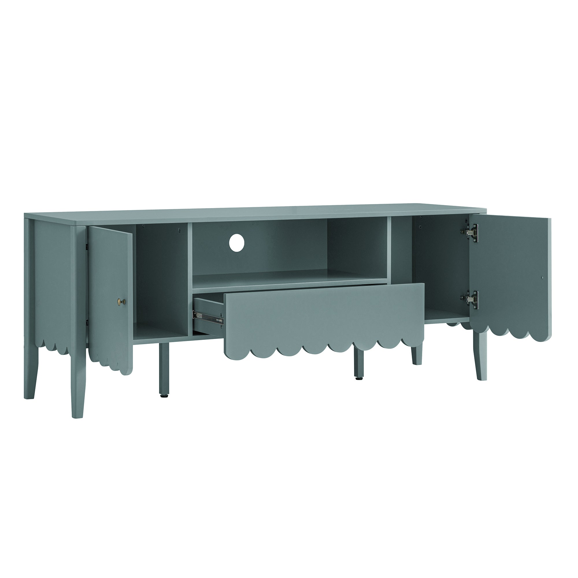 Henley Scalloped Edge 150cm Wide TV Unit, Blue Spruce