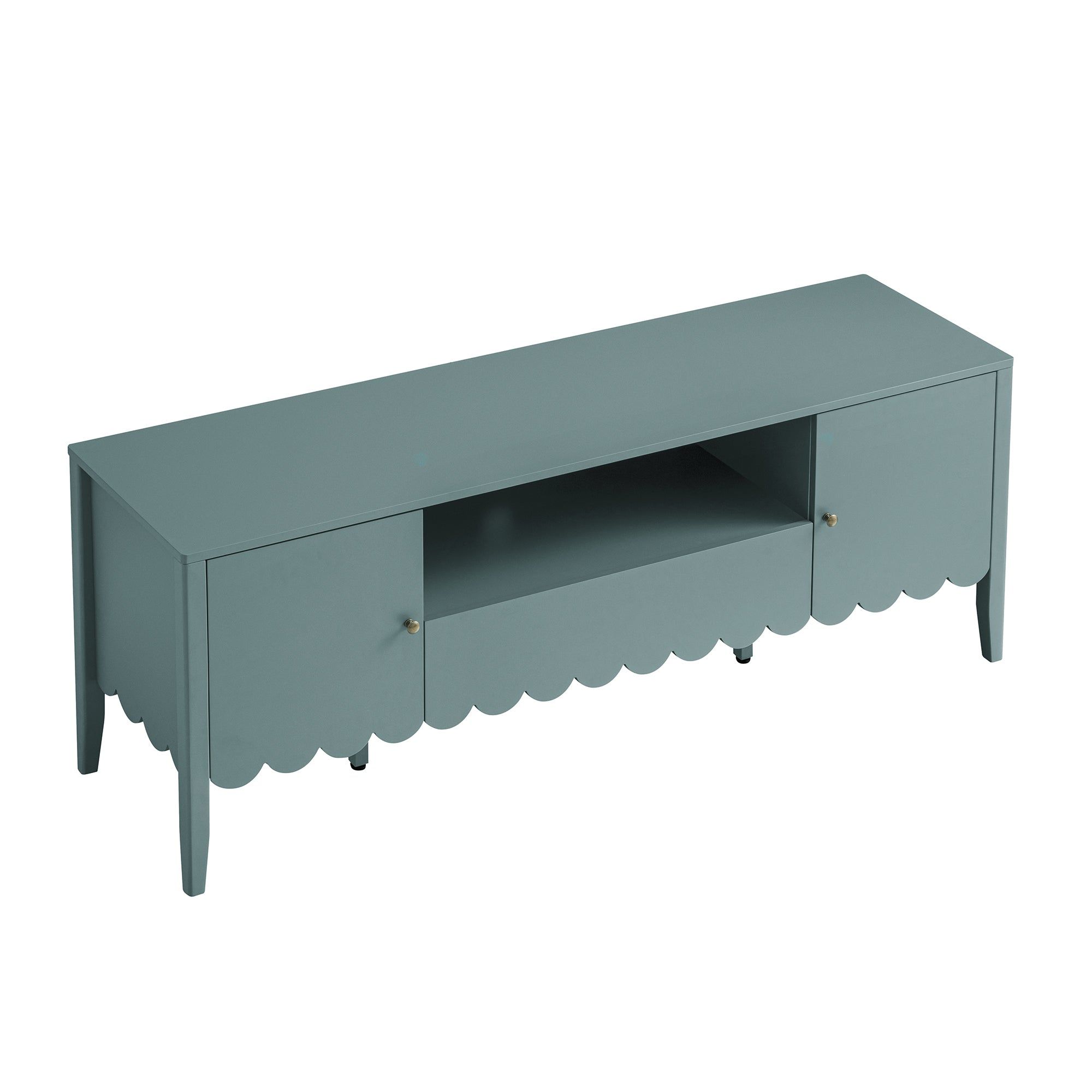 Henley Scalloped Edge 150cm Wide TV Unit, Blue Spruce