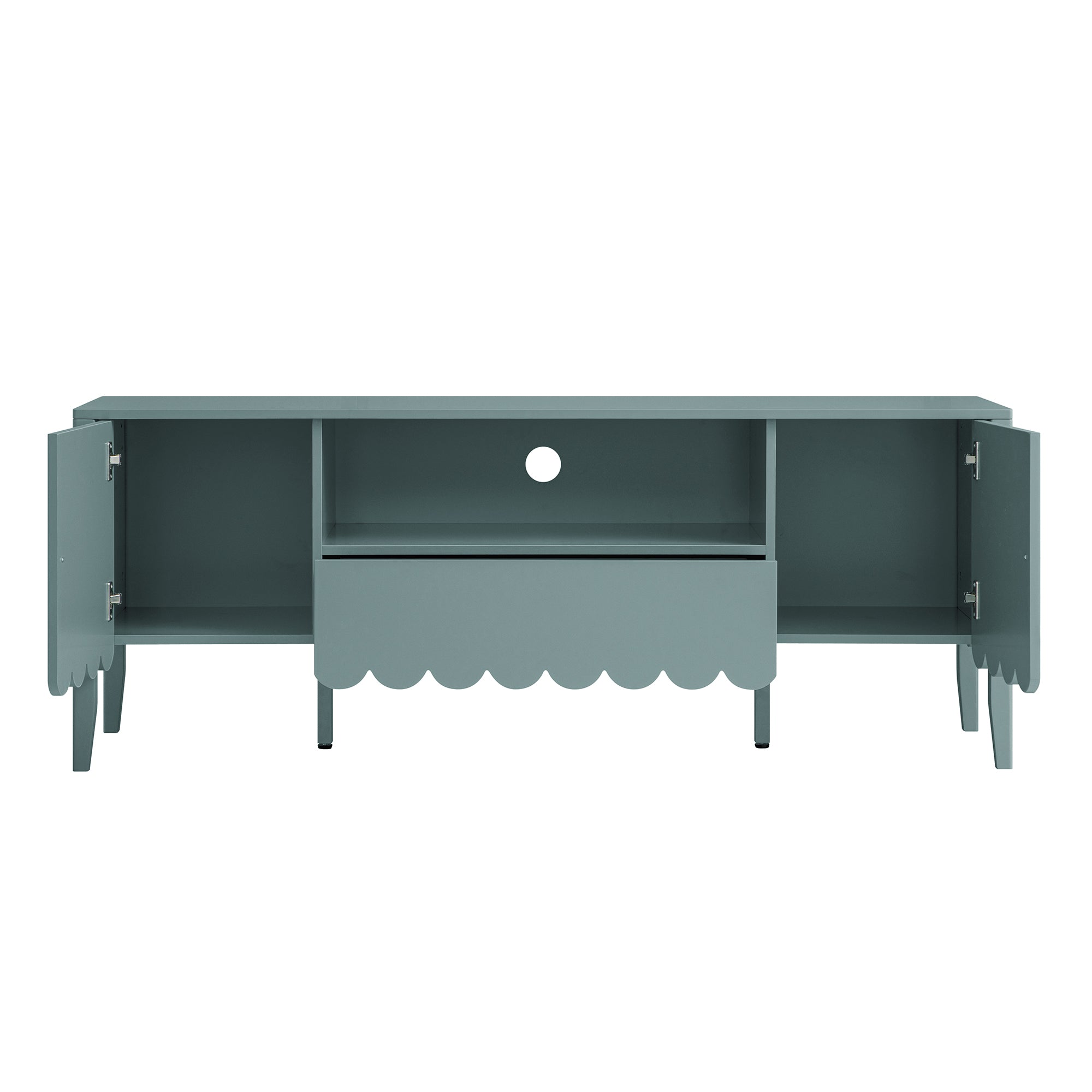 Henley Scalloped Edge 150cm Wide TV Unit, Blue Spruce