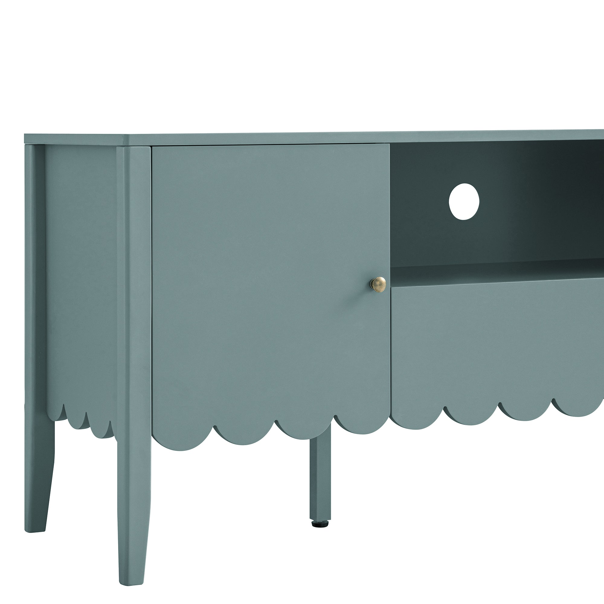 Henley Scalloped Edge 150cm Wide TV Unit, Blue Spruce