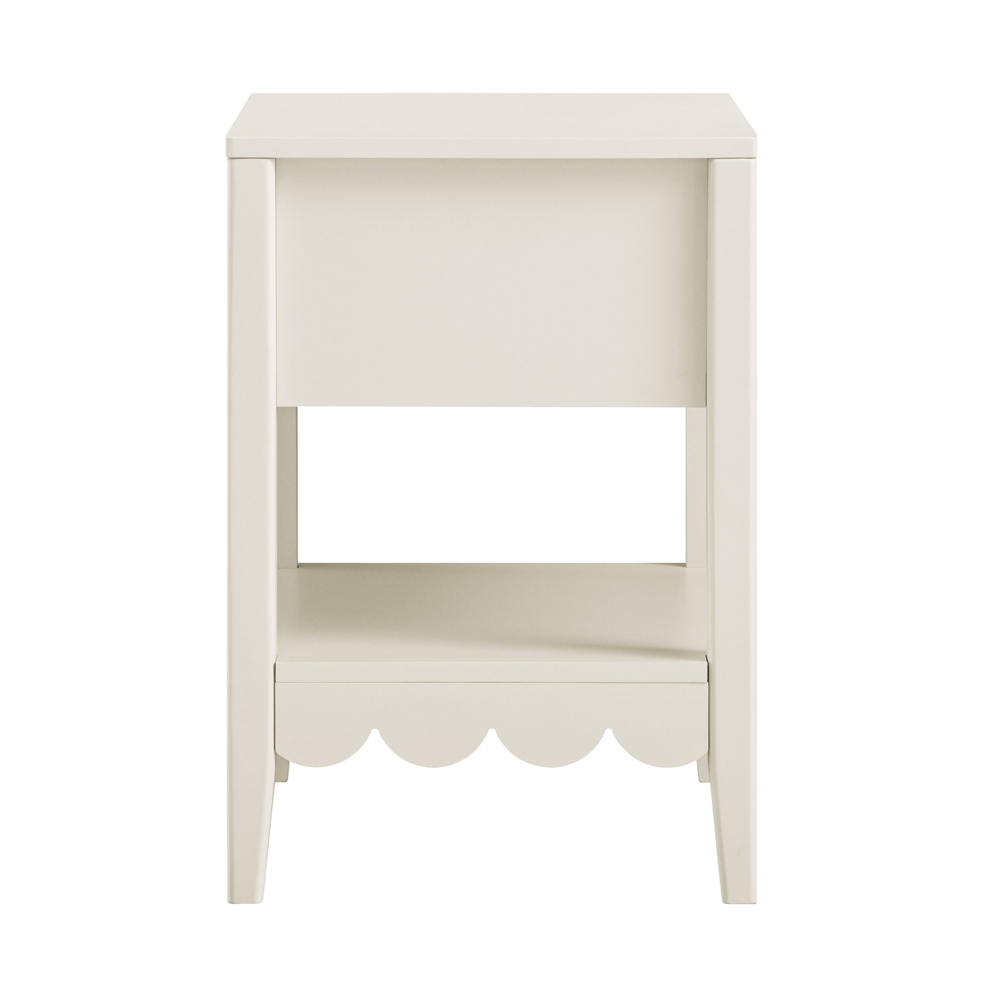 Henley Scalloped Edge Bedside Table with Drawer, Light Sand