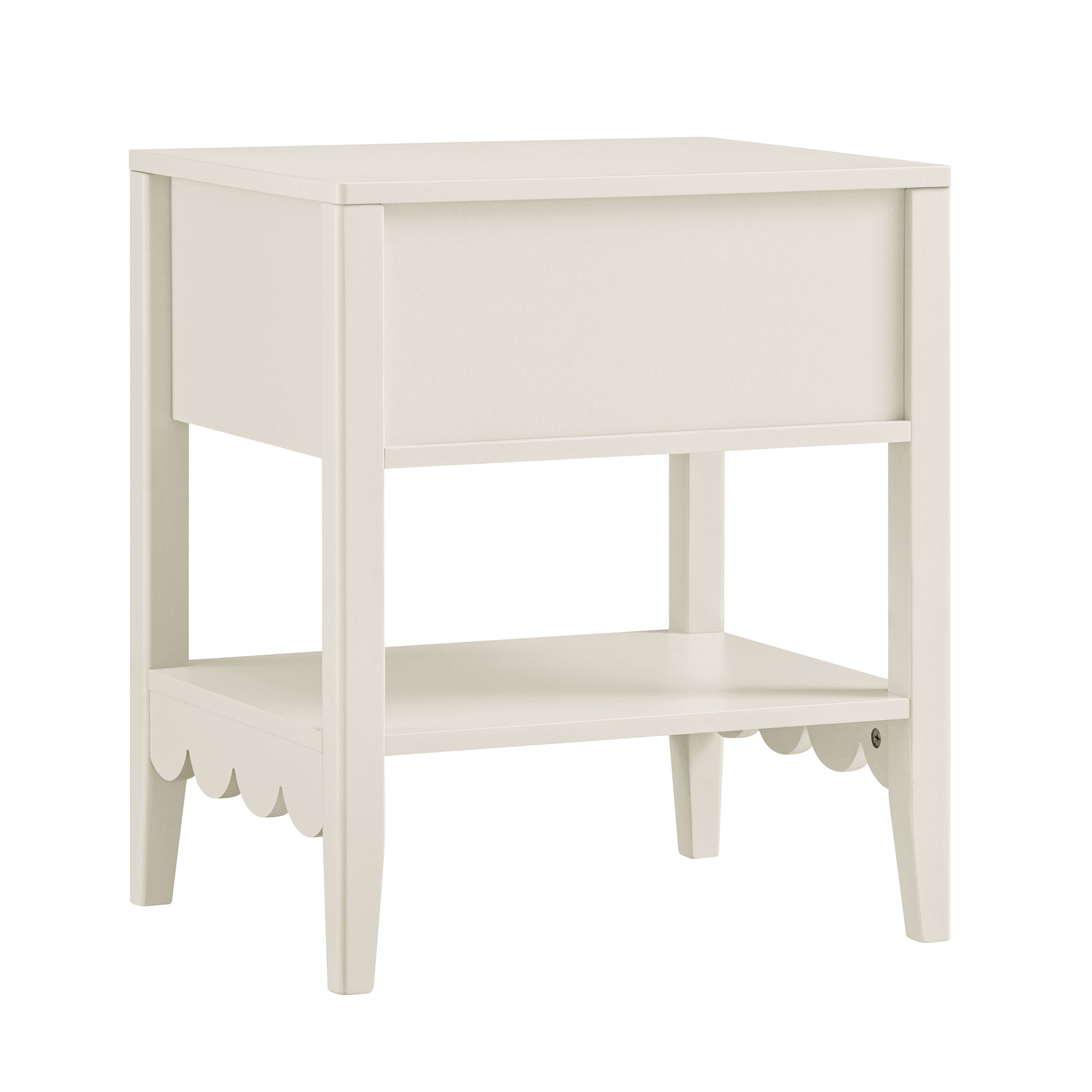 Henley Scalloped Edge Bedside Table with Drawer, Light Sand