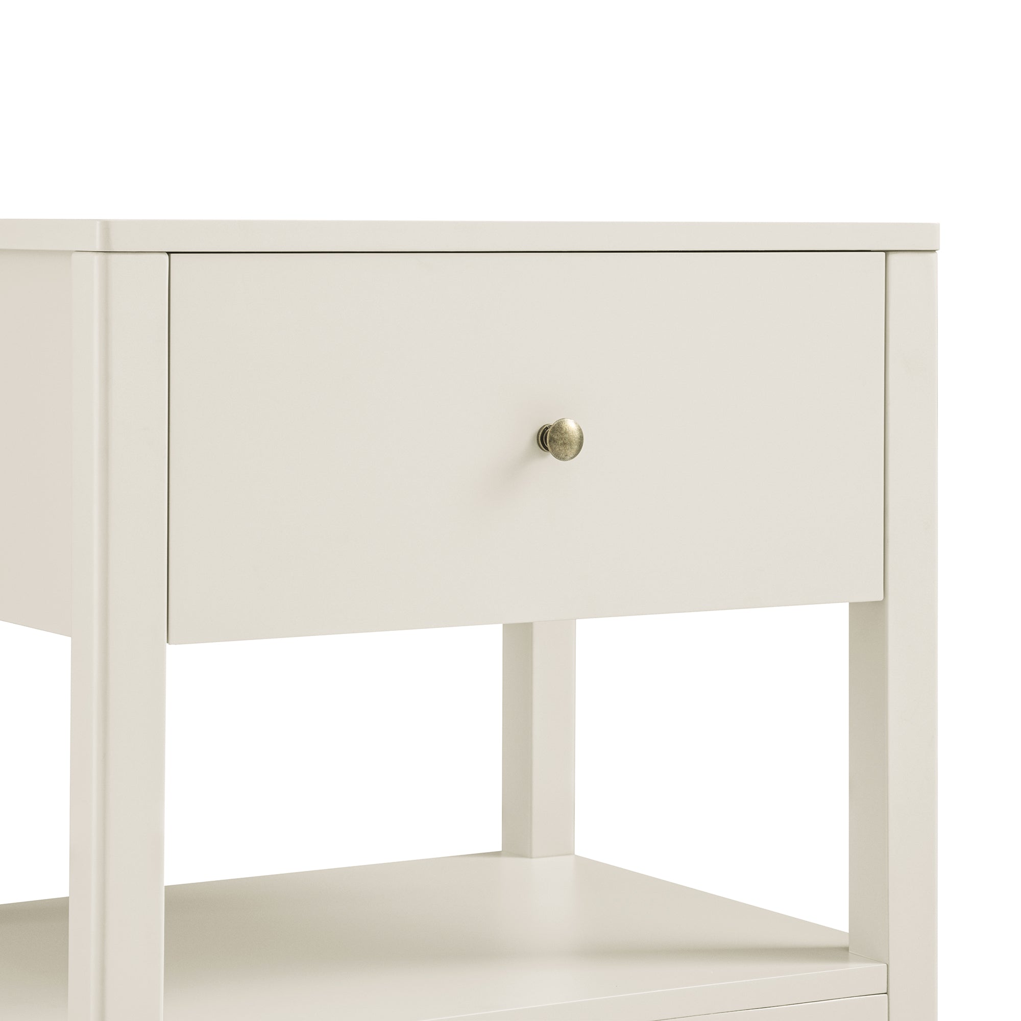 Henley Scalloped Edge Bedside Table with Drawer, Light Sand