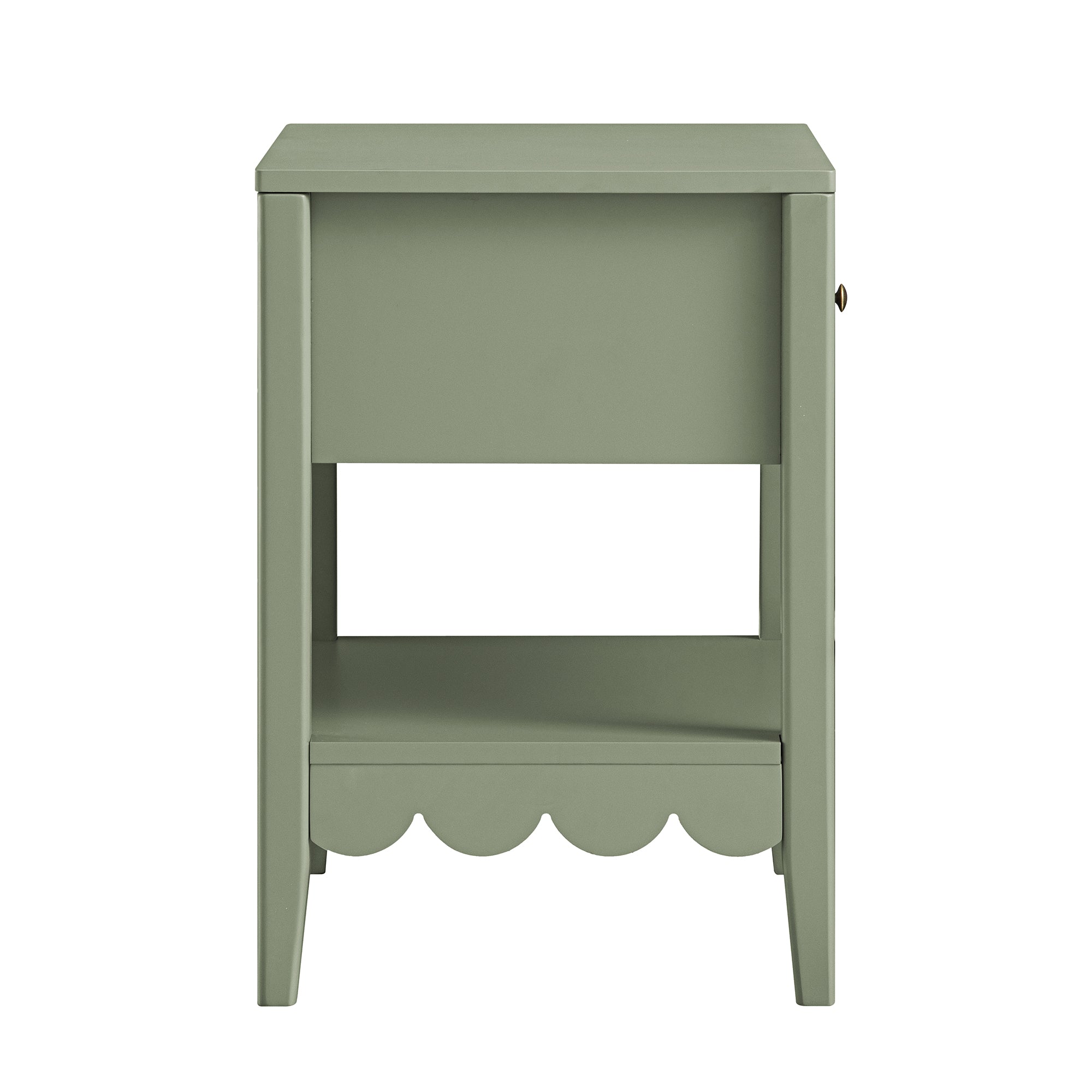 Henley Scalloped Edge Bedside Table with Drawer, Sage Green