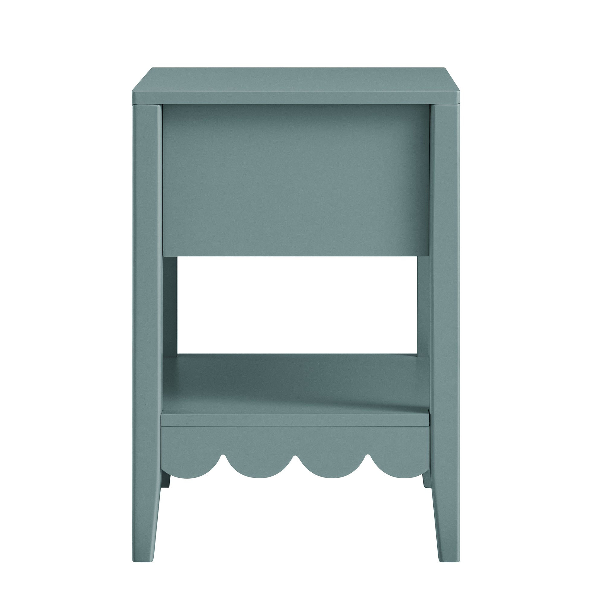 Henley Scalloped Edge Bedside Table with Drawer, Blue Spruce