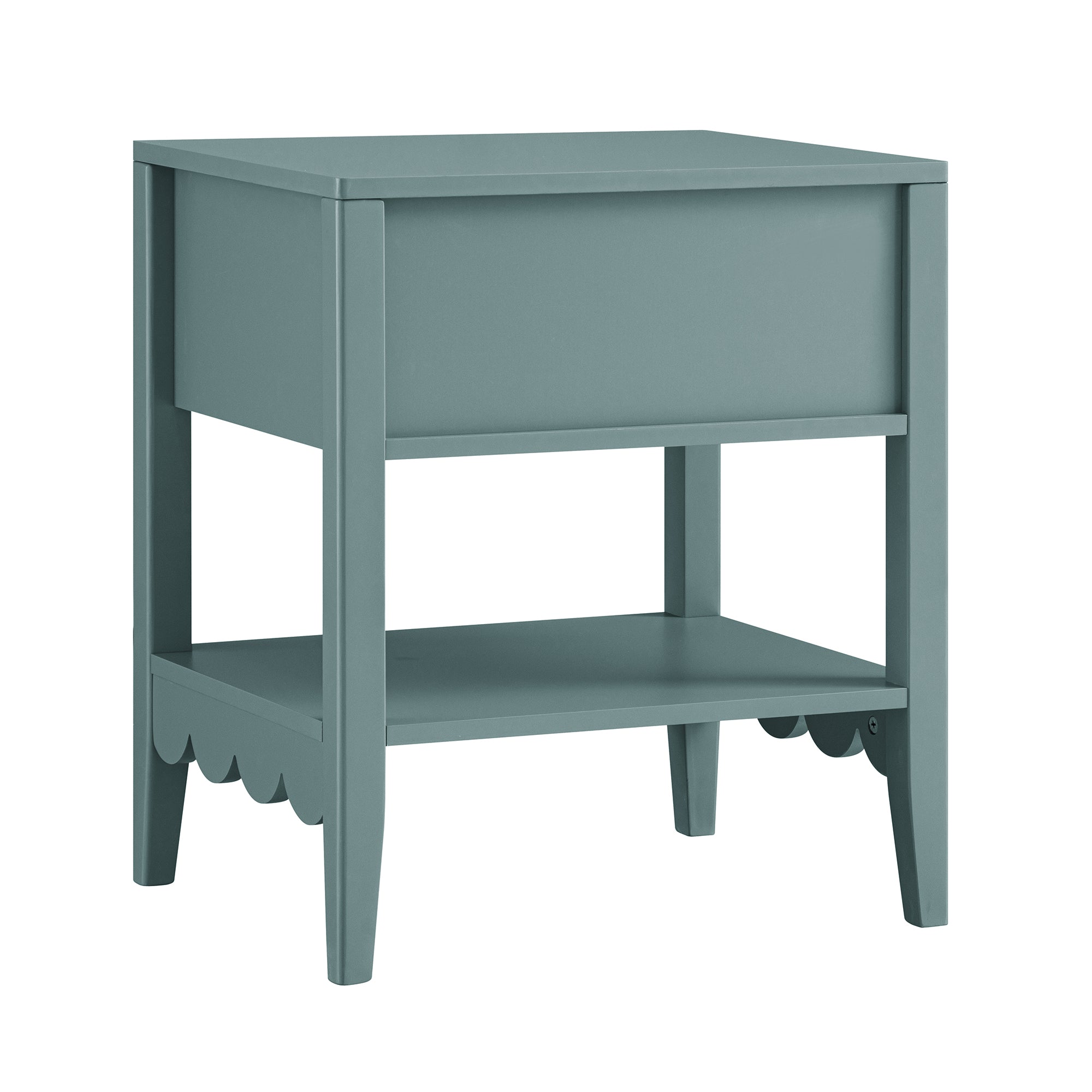 Henley Scalloped Edge Bedside Table with Drawer, Blue Spruce