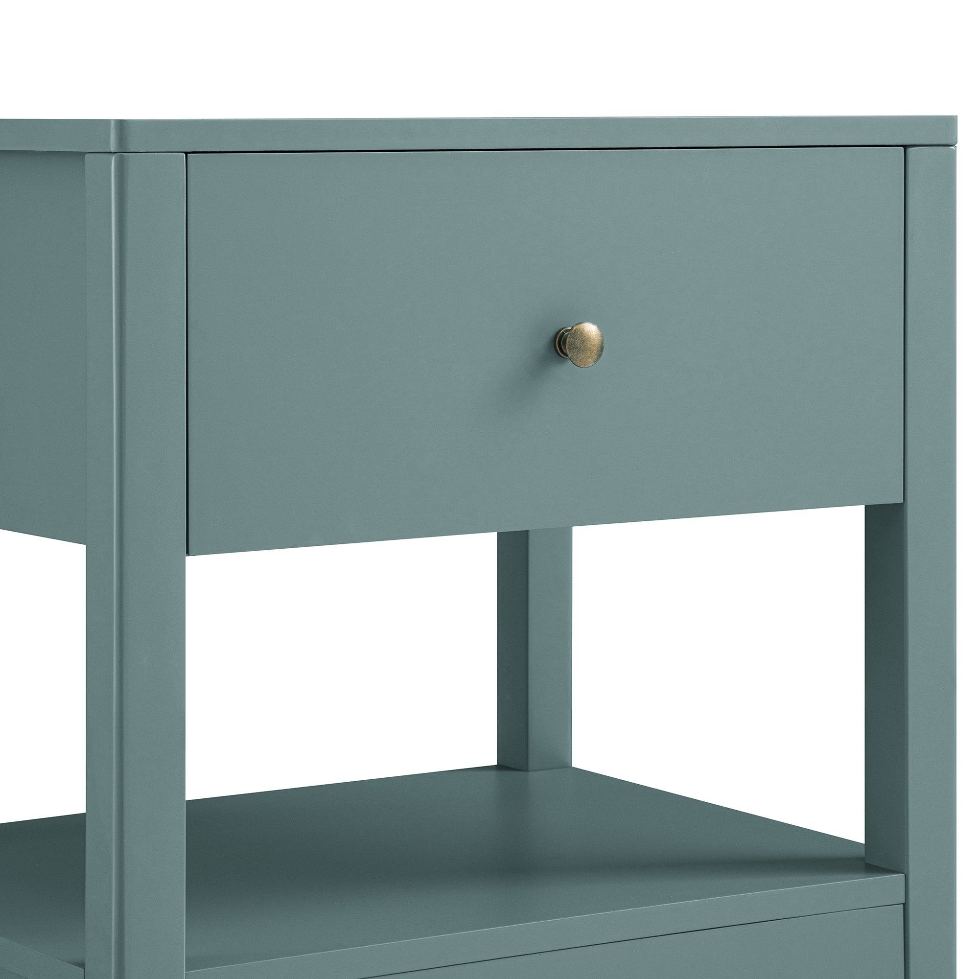 Henley Scalloped Edge Bedside Table with Drawer, Blue Spruce