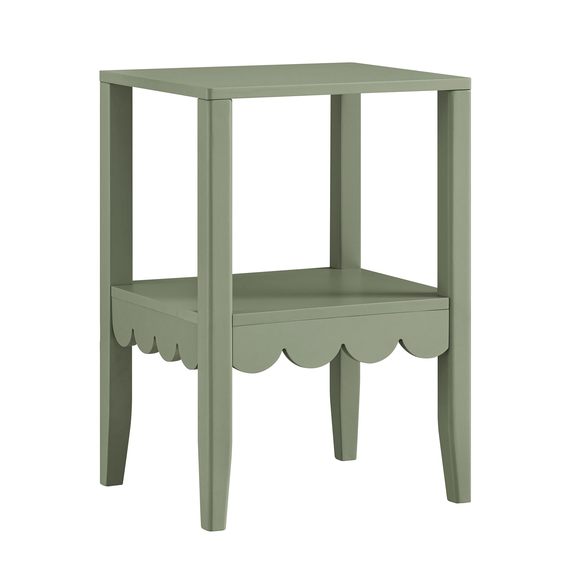 Henley Scalloped Edge Side Table, Sage Green