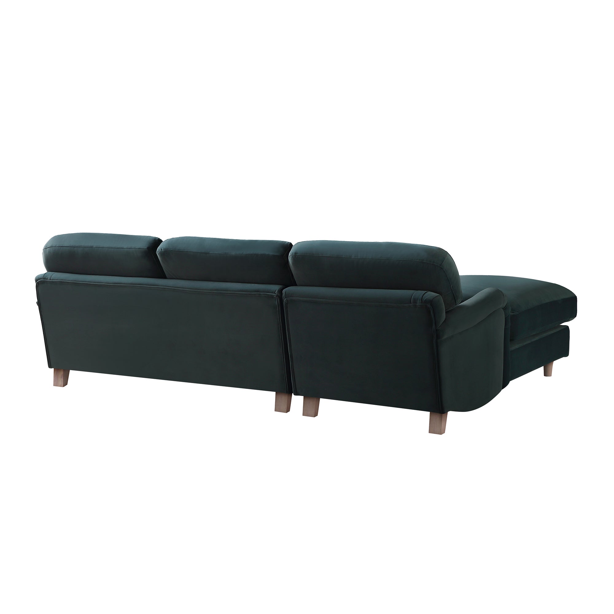 Daphnis Aegean Blue Velvet Sofa, Grande Chaise Sofa Left Hand