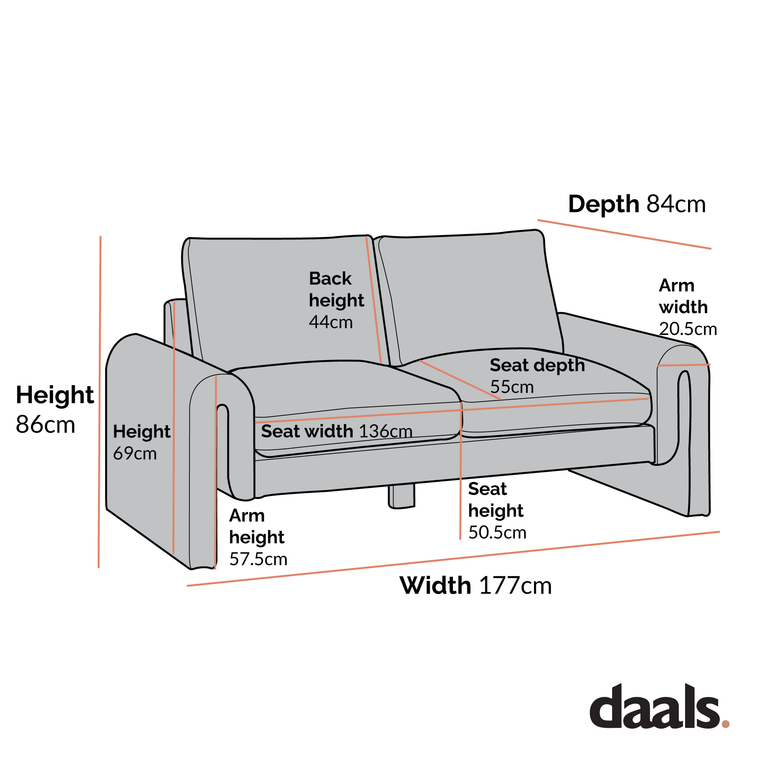 Hampstead Taupe Boucle Curved 2-Seater Sofa | daals