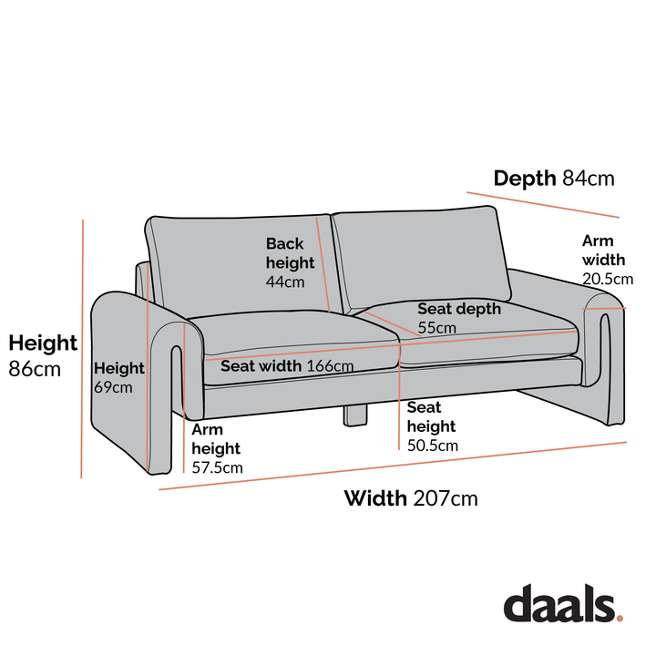 Hampstead Taupe Boucle Curved 3-Seater Sofa | daals