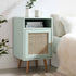 Frances Woven Rattan 1-Door Bedside Table in Mint