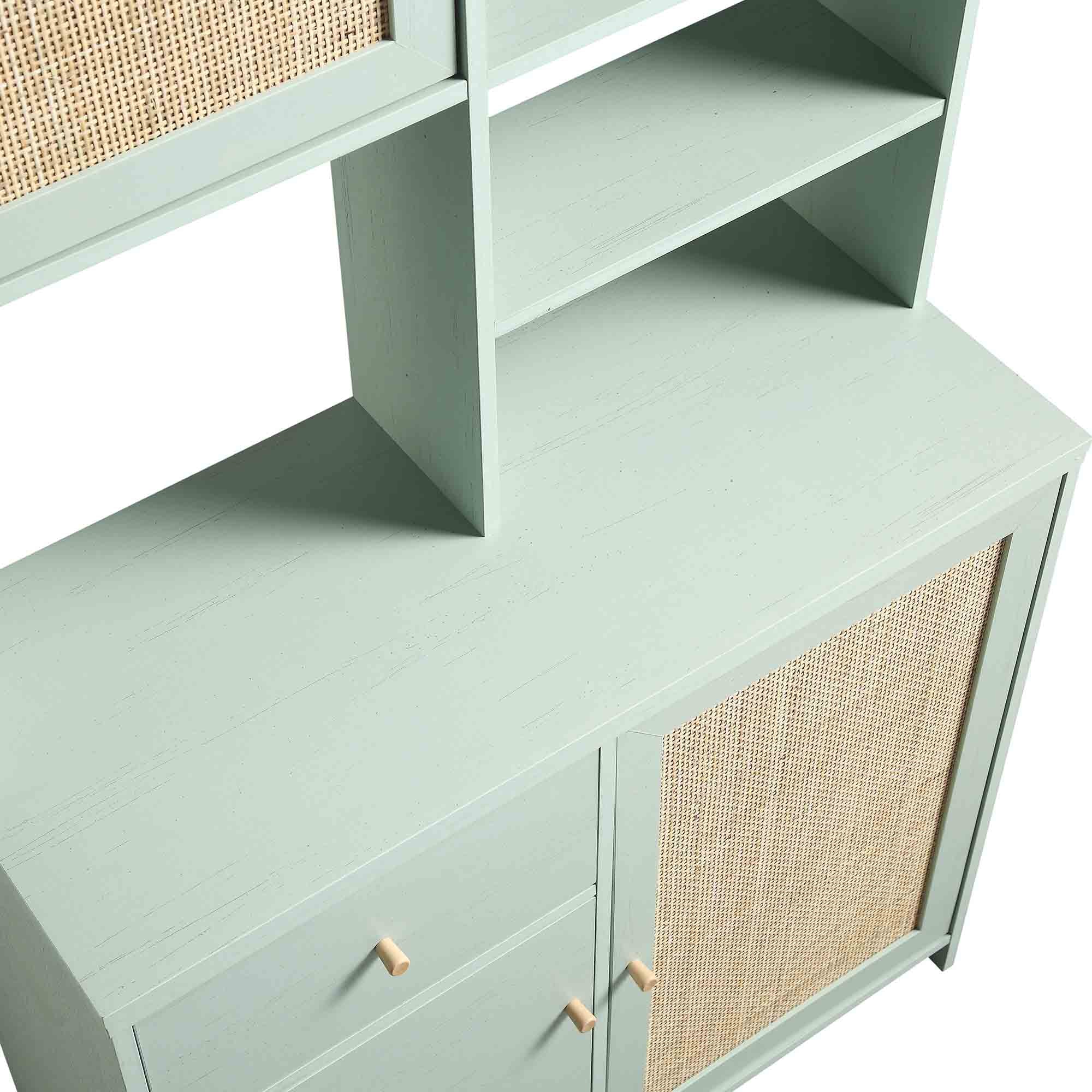 Frances Woven Rattan Dresser, Mint