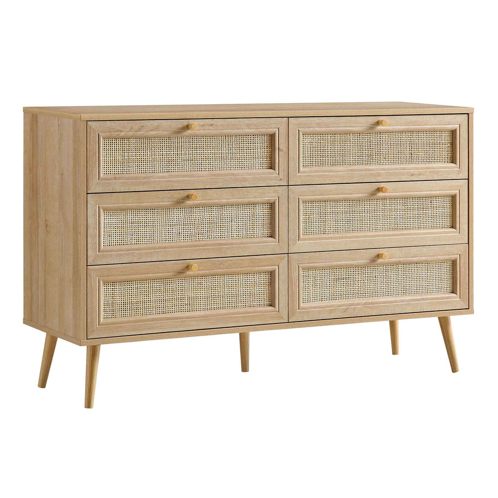 Frances Woven Rattan Chest of 6 Drawers, Natural | daals