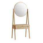 Frances Woven Rattan Standing Dressing Table with Mirror, Natural | daals