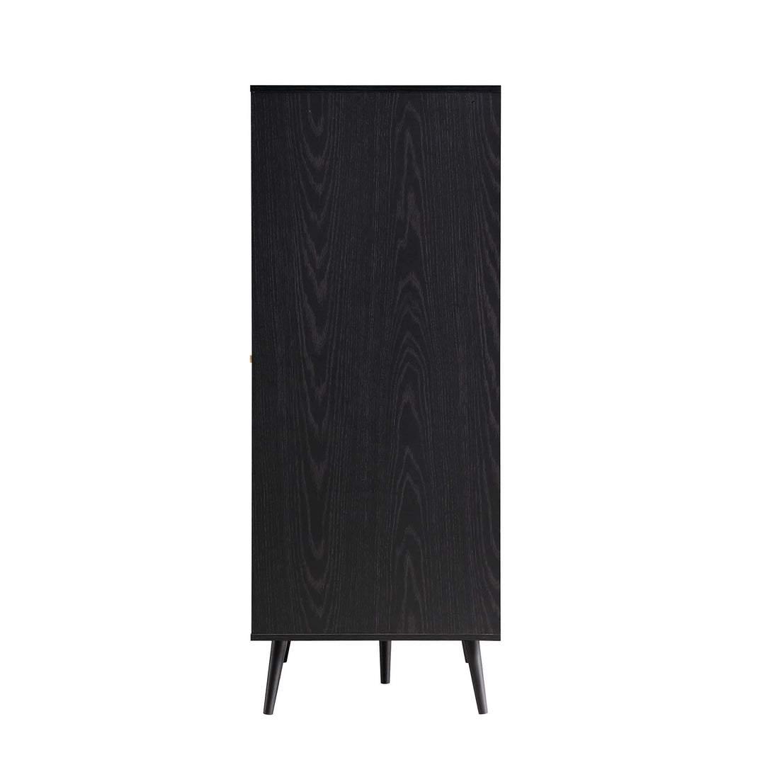 Frances Woven Rattan Compact Double Wardrobe, Black | daals