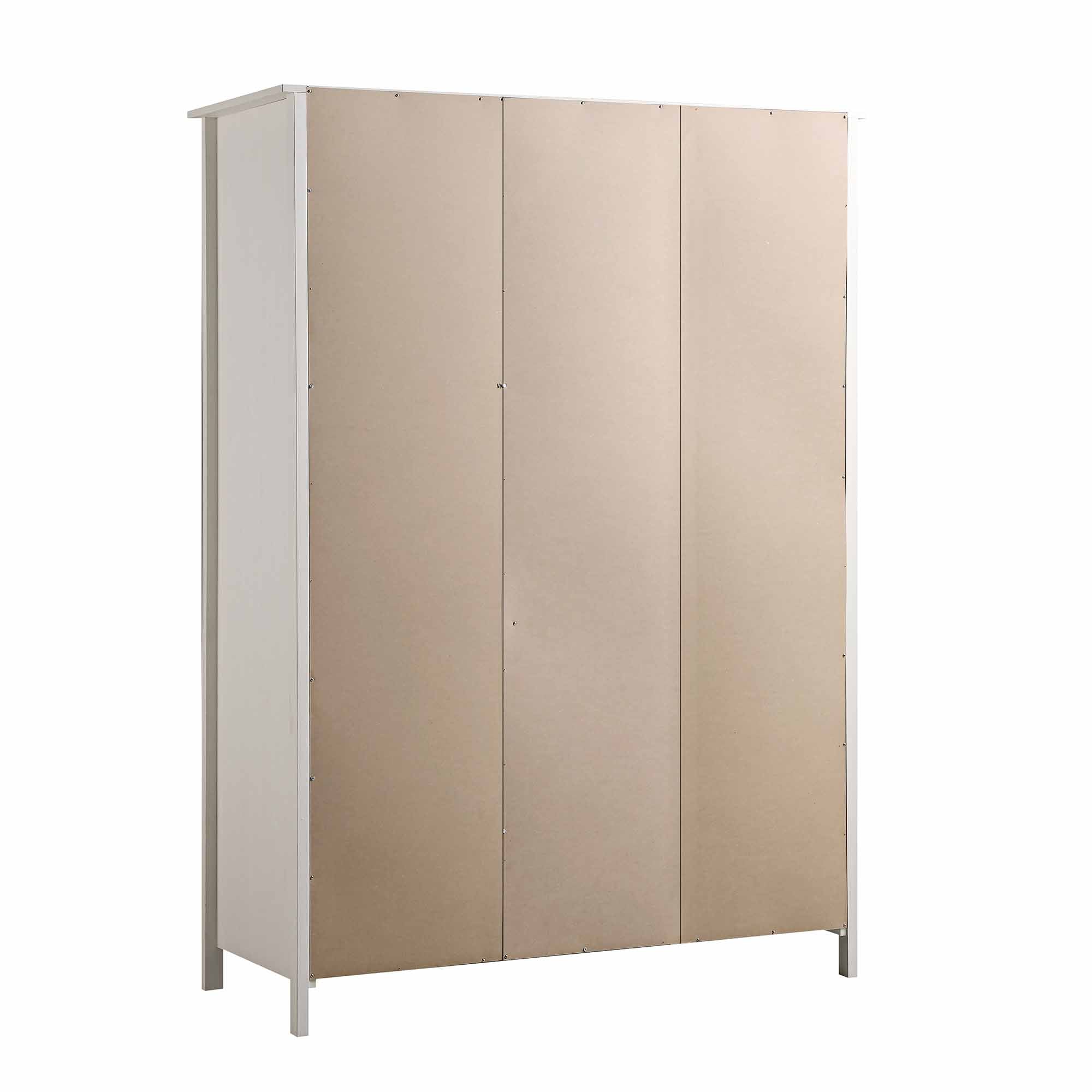 Frances Rattan Triple Wardrobe with 2 Drawers, White