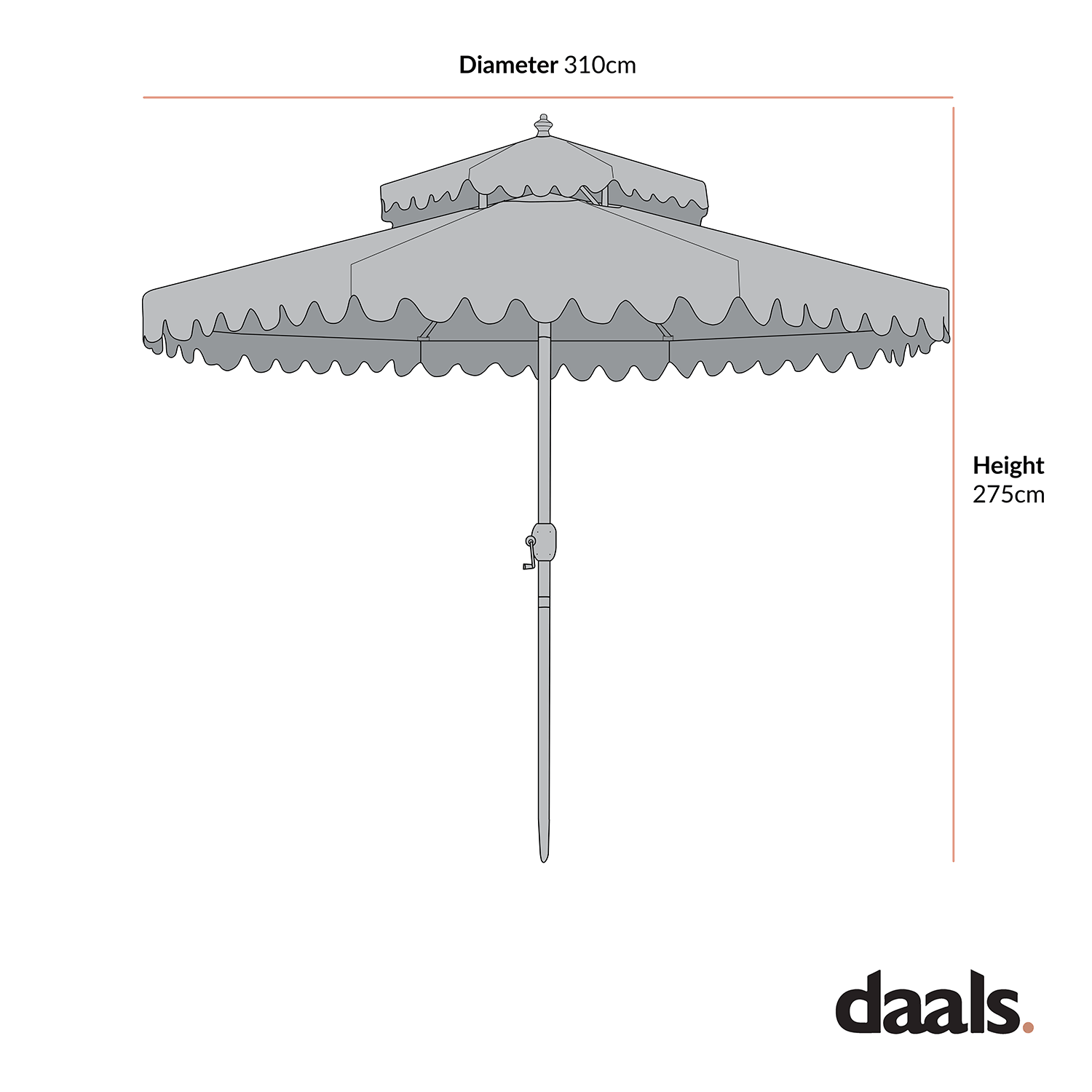 Fabienne Yellow and White Striped 3M Double Top Crank and Tilt Parasol