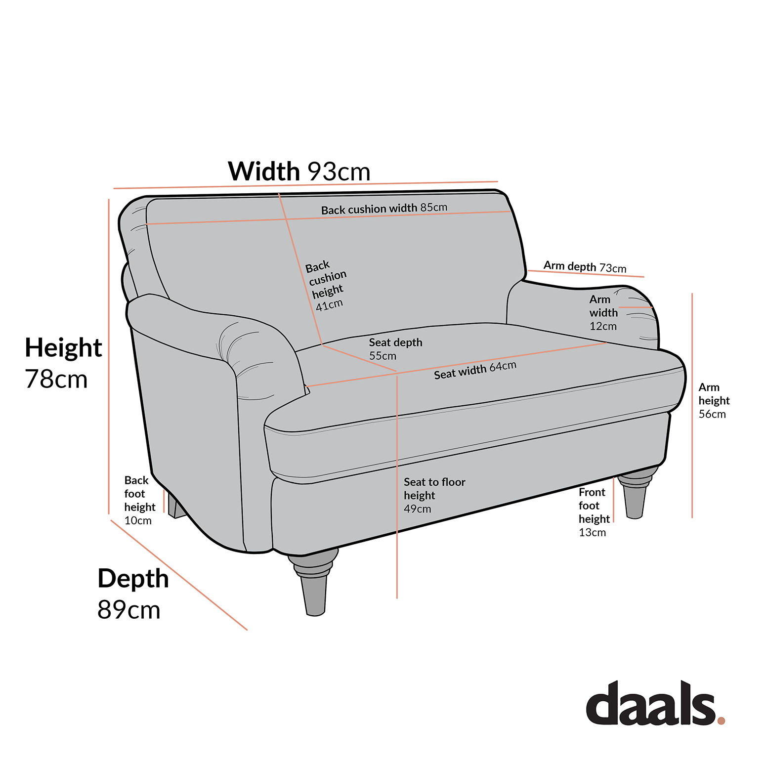 Daphnis Cinnamon Velvet Sofa, 1-Seater