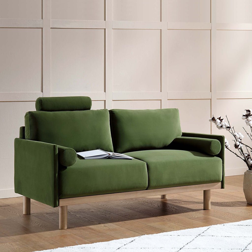 Timber Fern Green Velvet Sofa, 2-Seater | daals