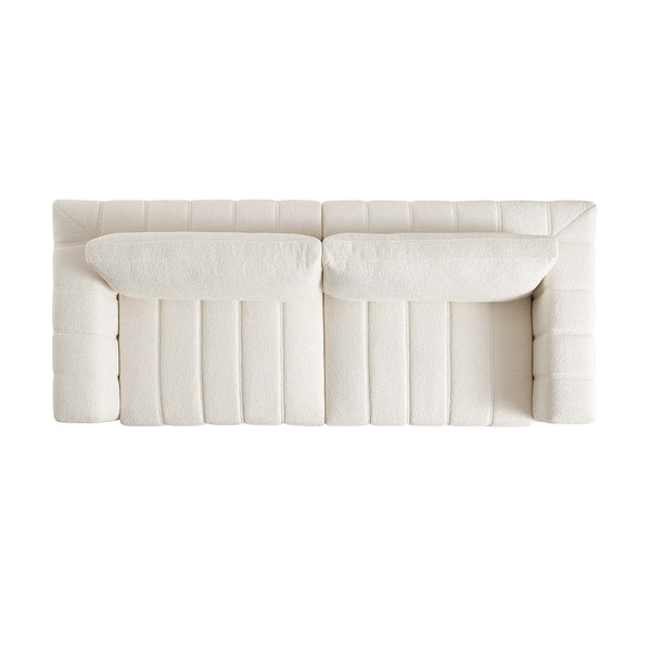 Belsize Beige Boucle Sofa with Wooden Base, 3-Seater | daals
