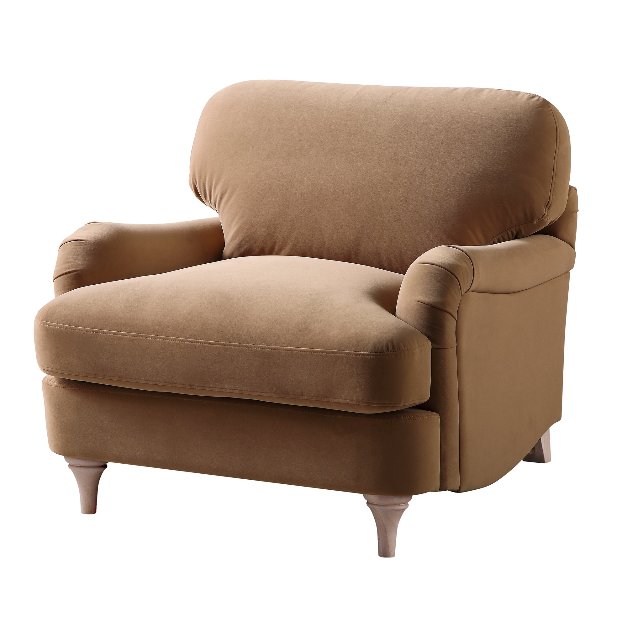 Daphnis Camel Velvet Sofa, 1-Seater