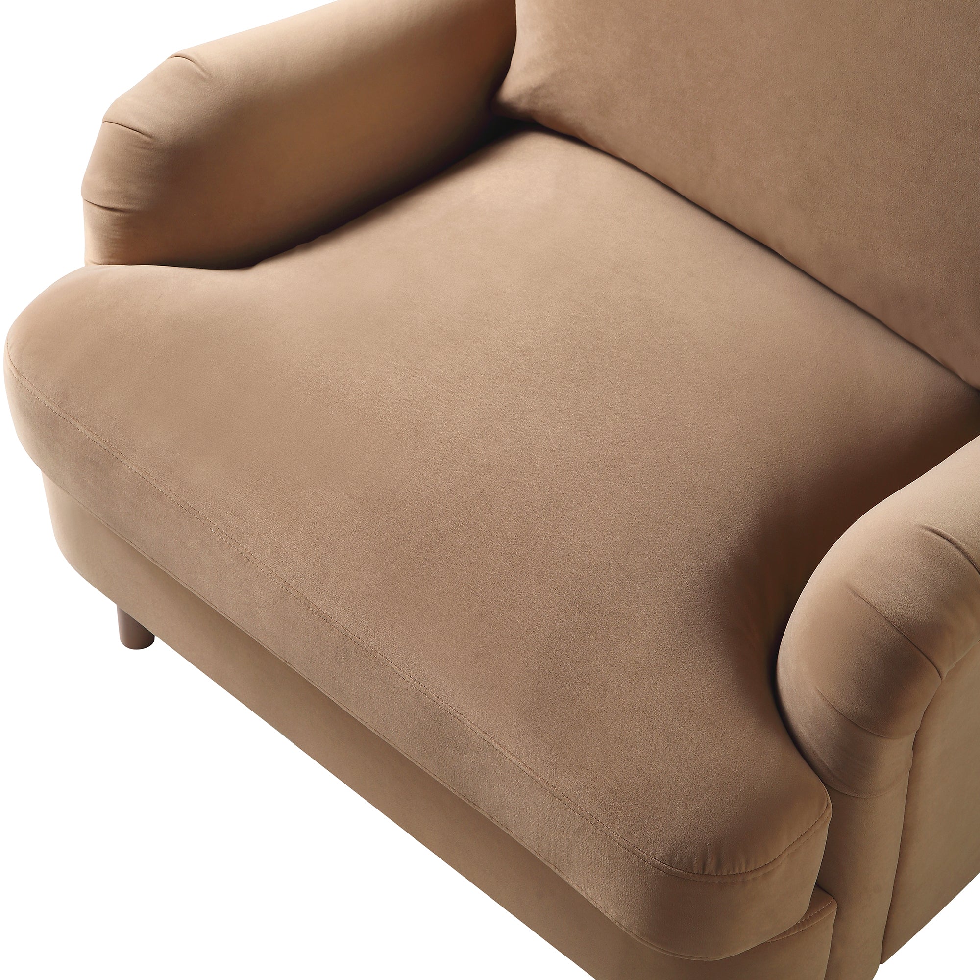 Daphnis Camel Velvet Sofa, 1-Seater