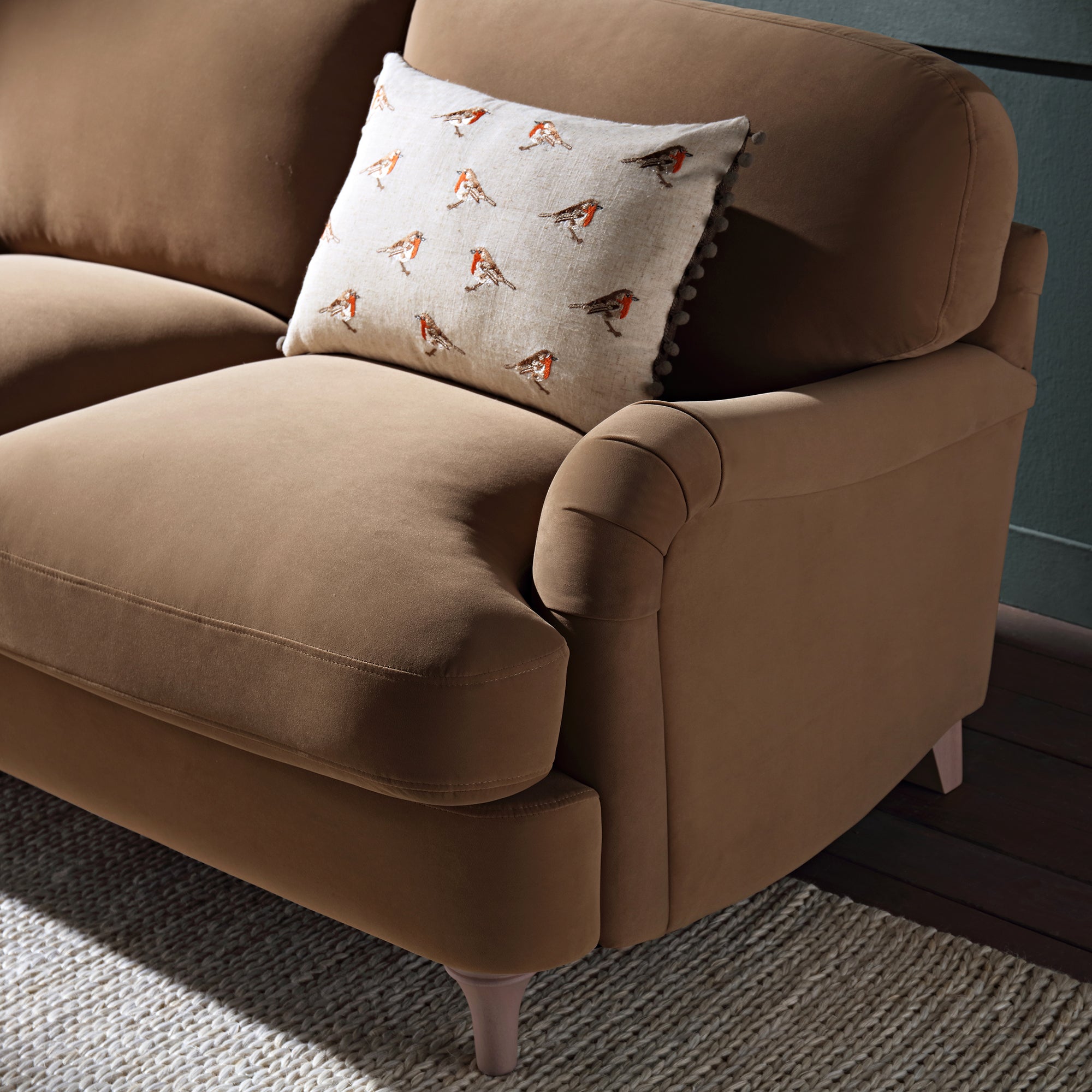 Daphnis Camel Velvet Sofa, 2-Seater