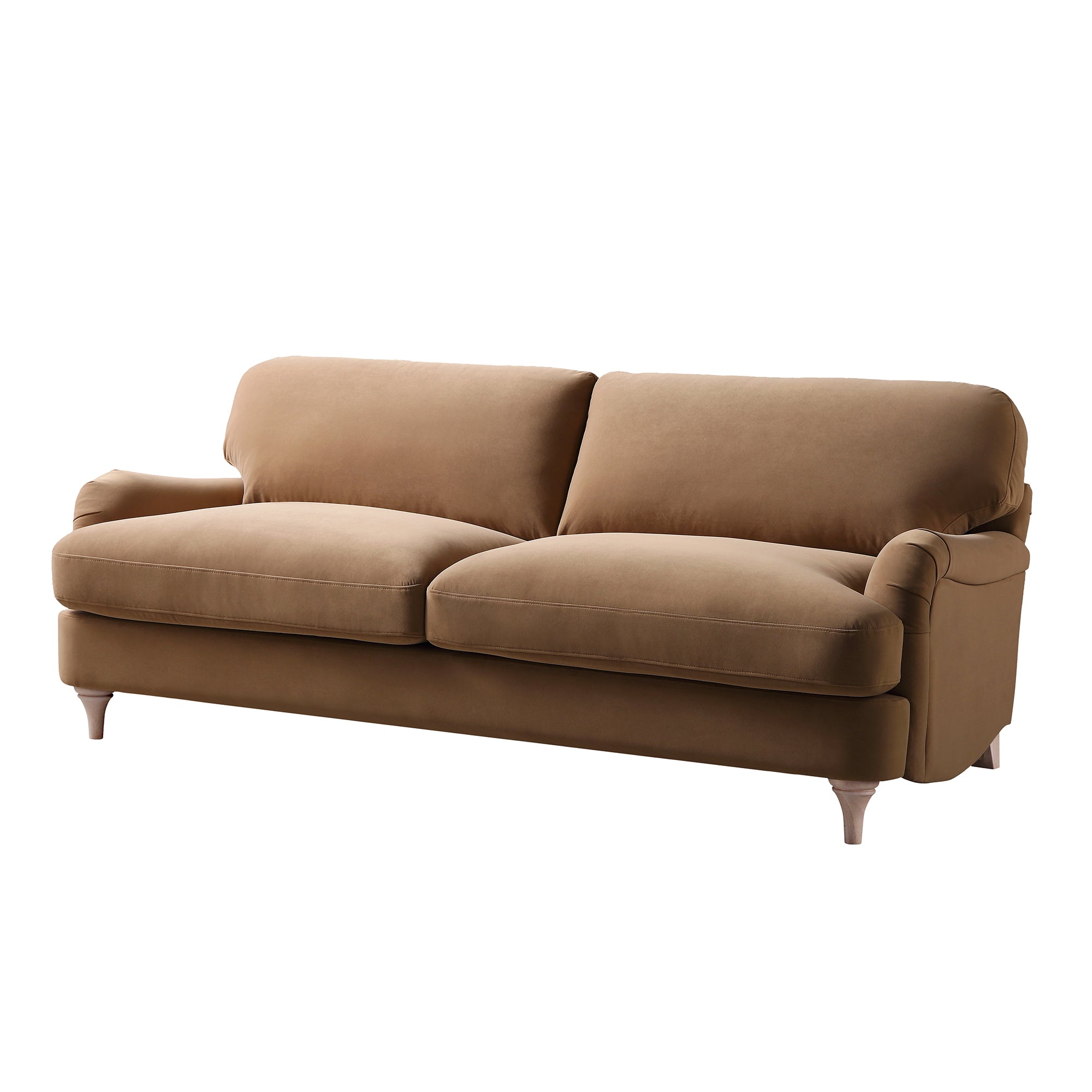 Daphnis Camel Velvet Sofa, 3-Seater