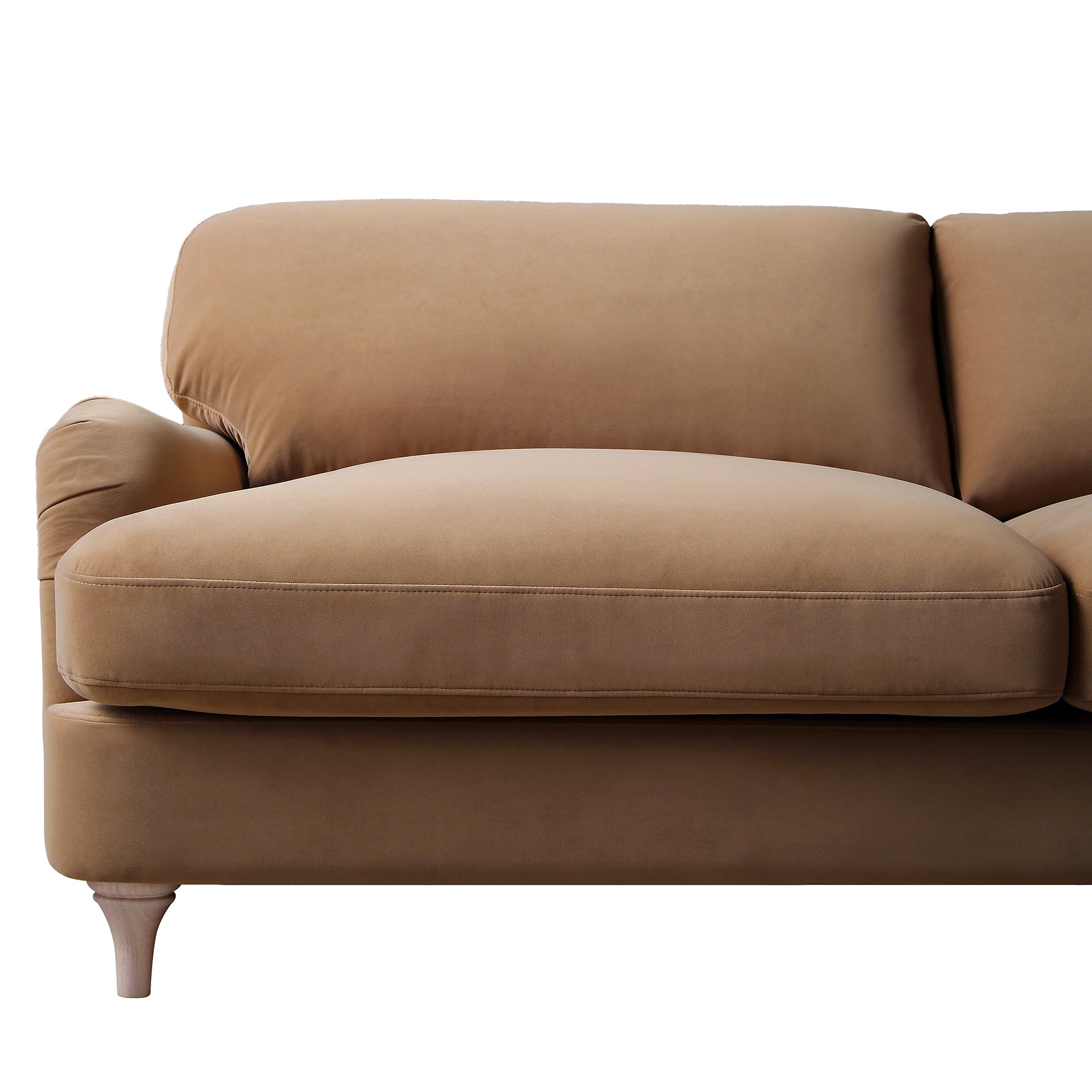 Daphnis Camel Velvet Sofa, 3-Seater