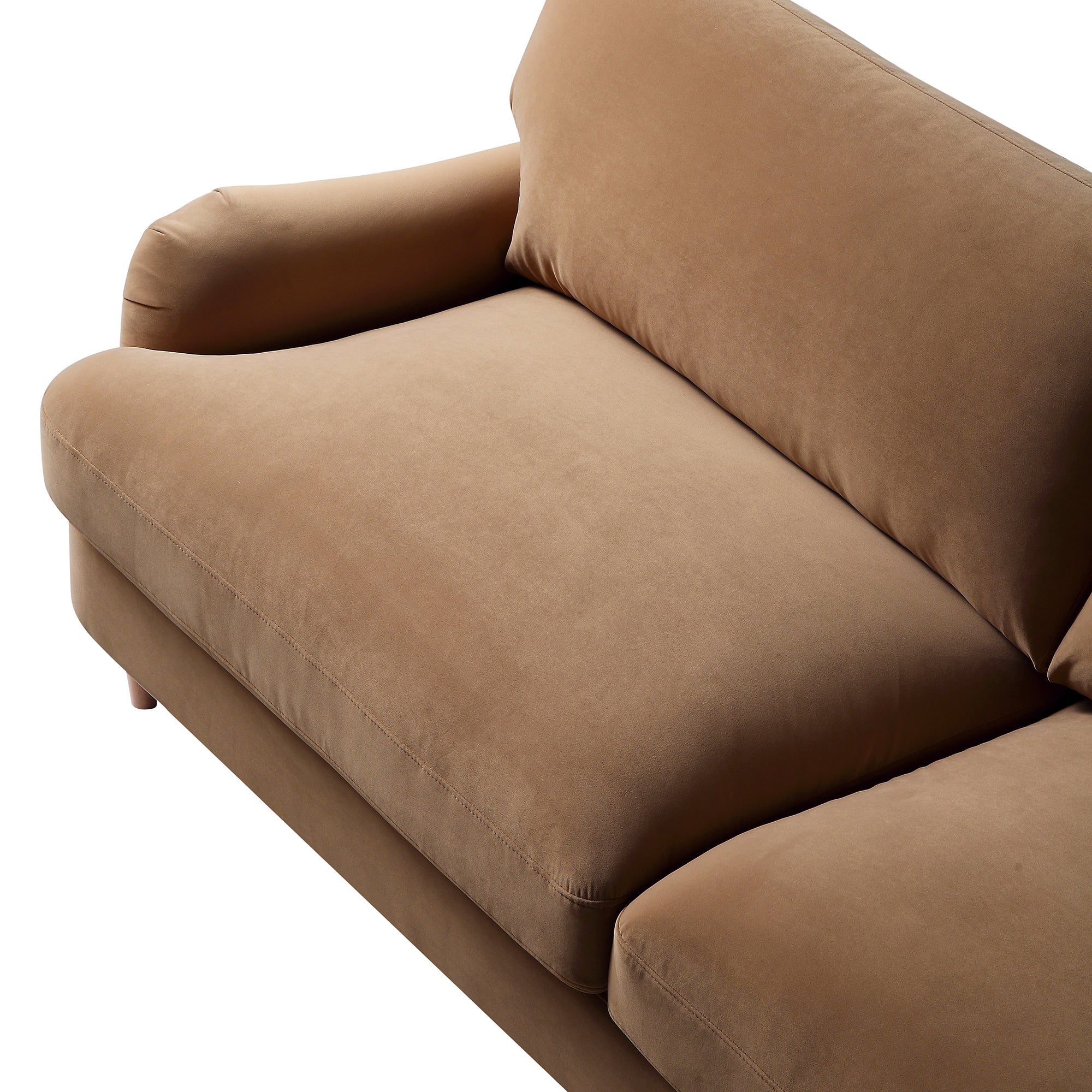 Daphnis Camel Velvet Sofa, 3-Seater