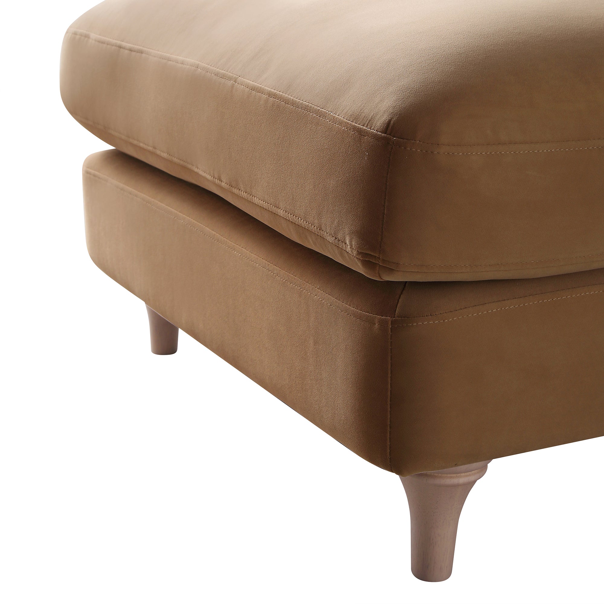 Daphnis Camel Velvet Sofa, Footstool