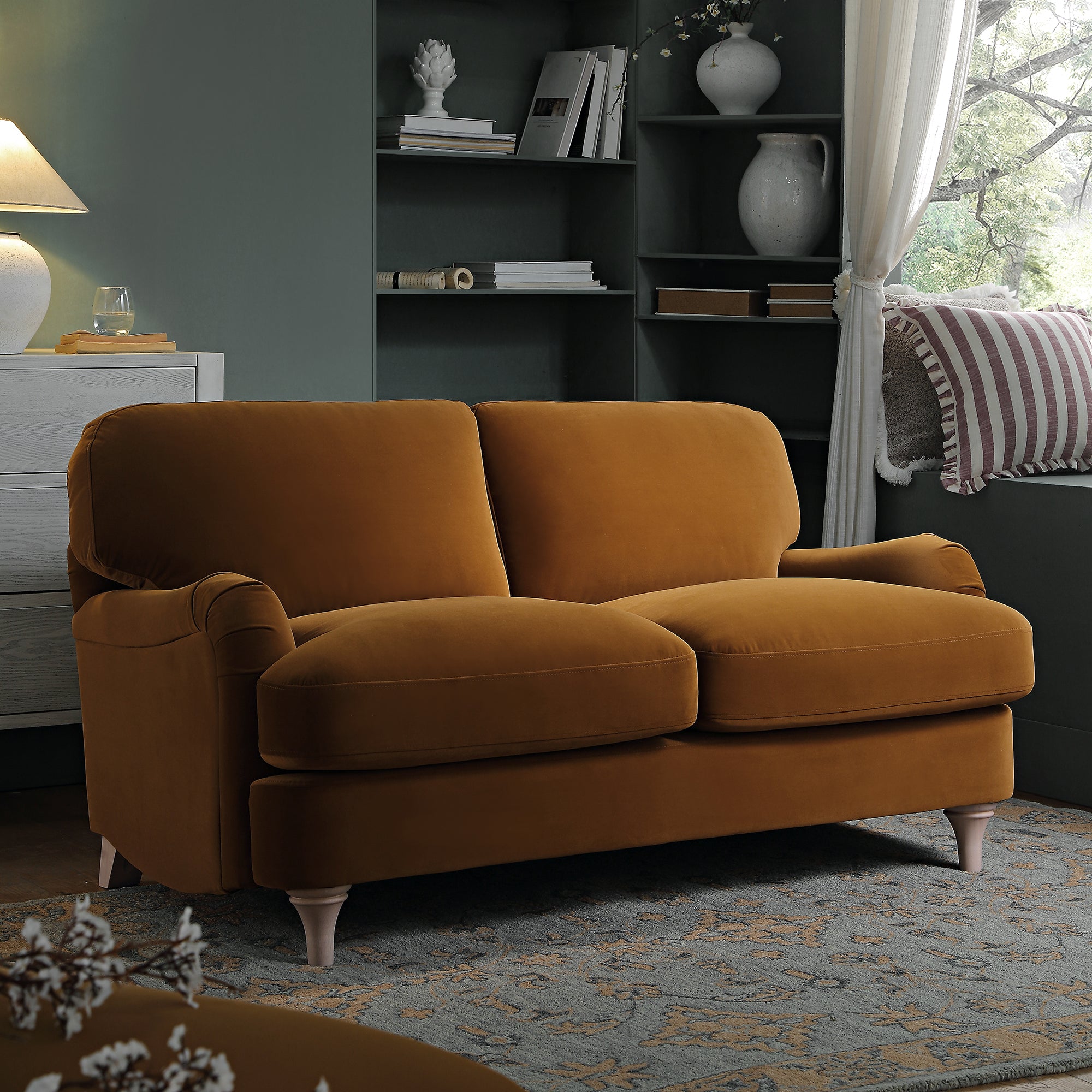 Daphnis Cinnamon Velvet Sofa, 2-Seater