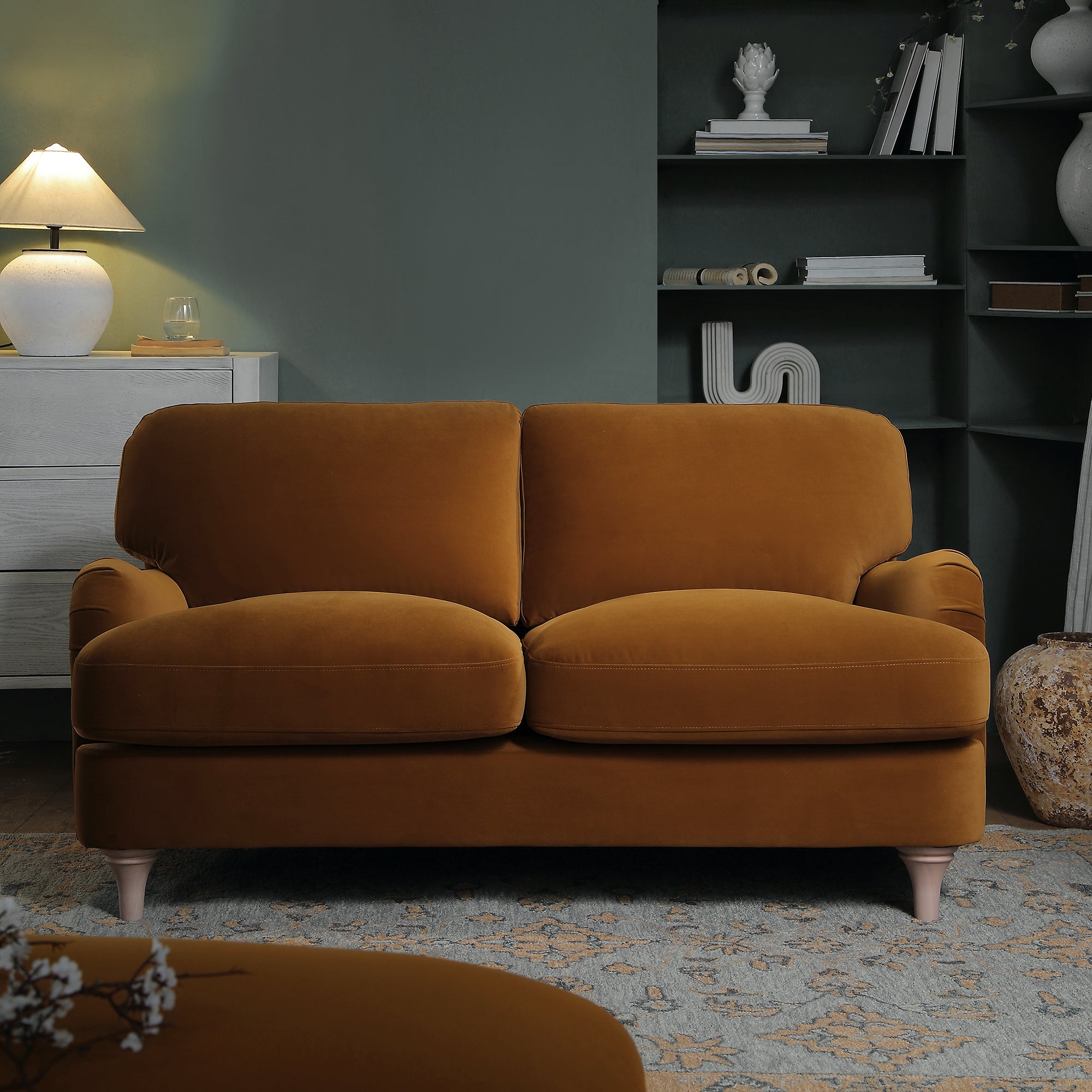 Daphnis Cinnamon Velvet Sofa, 2-Seater