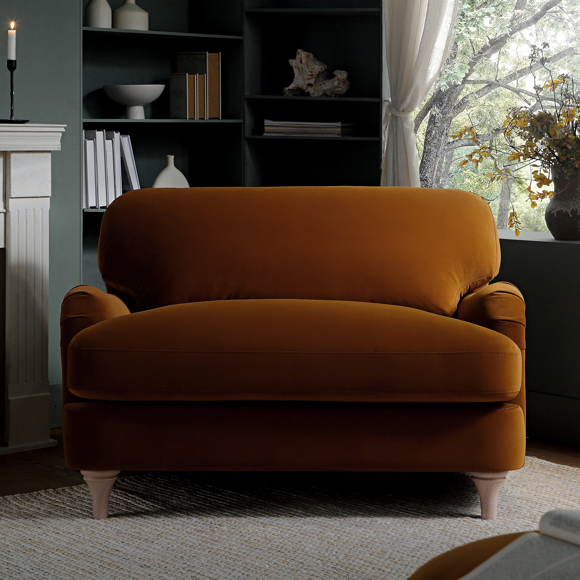 Daphnis Cinnamon Velvet Sofa, Loveseat