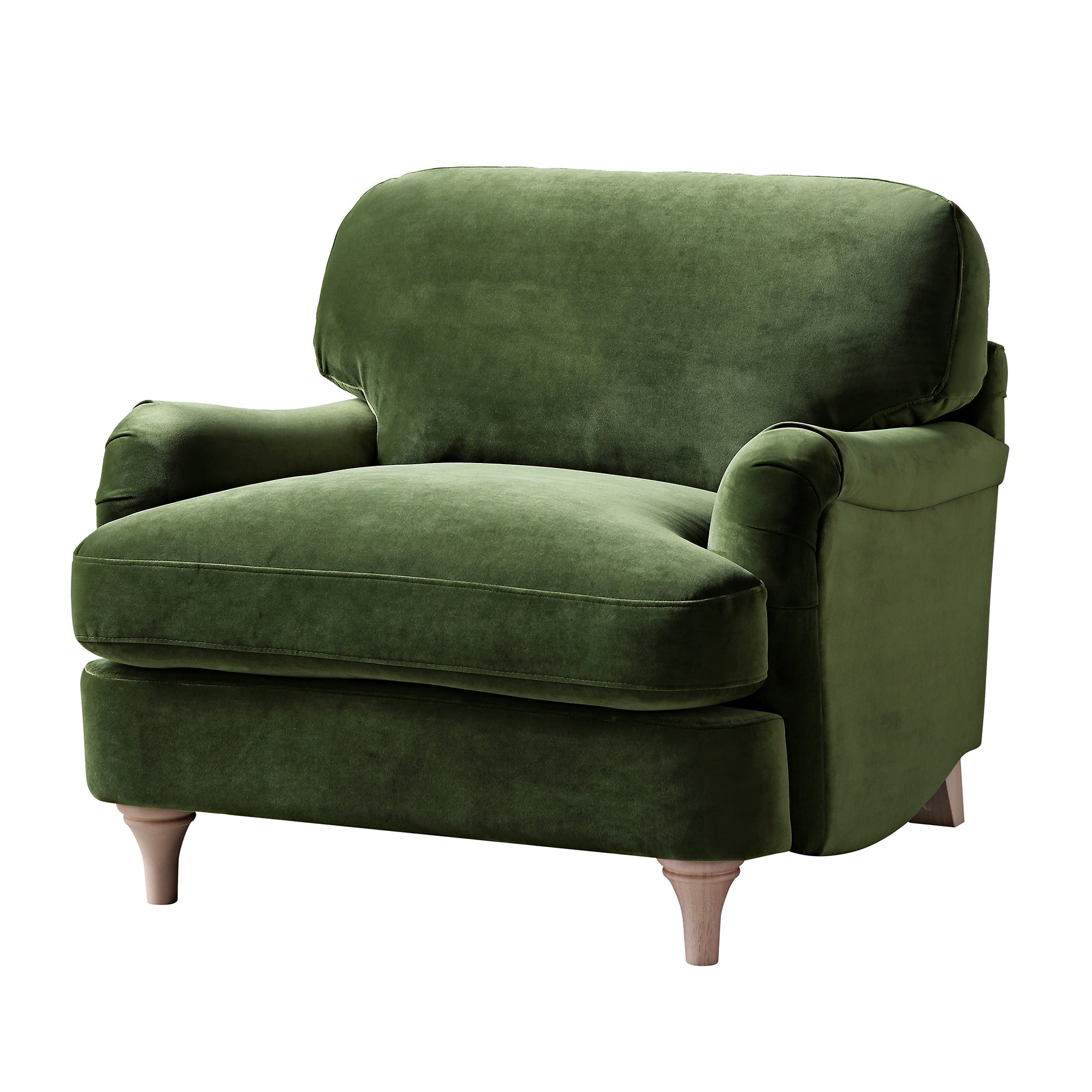 Daphnis Fern Green Velvet Sofa, 1-Seater