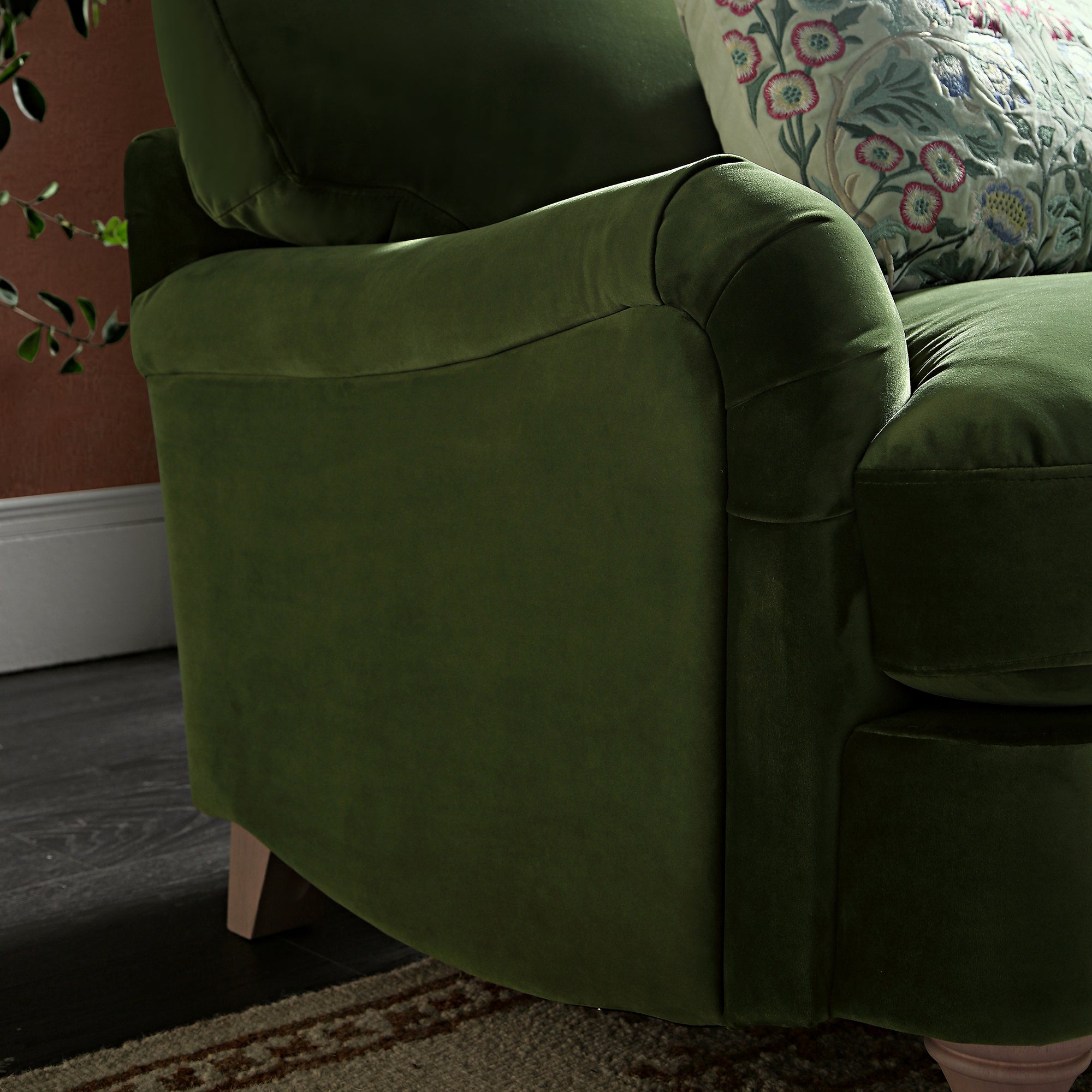 Daphnis Fern Green Velvet Sofa, 1-Seater