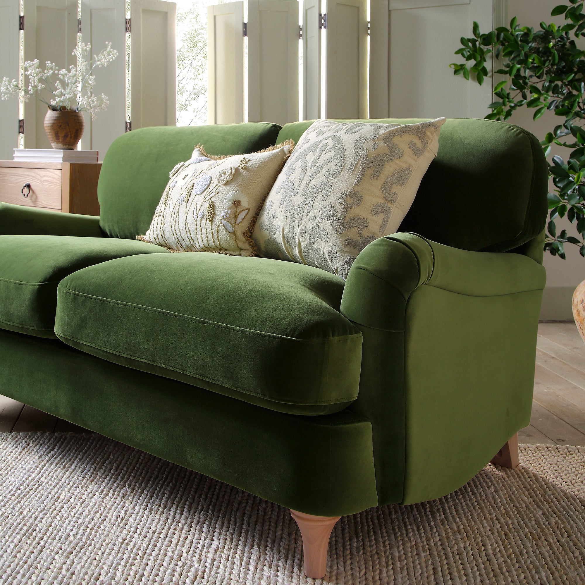 Daphnis Fern Green Velvet Sofa, 2-Seater