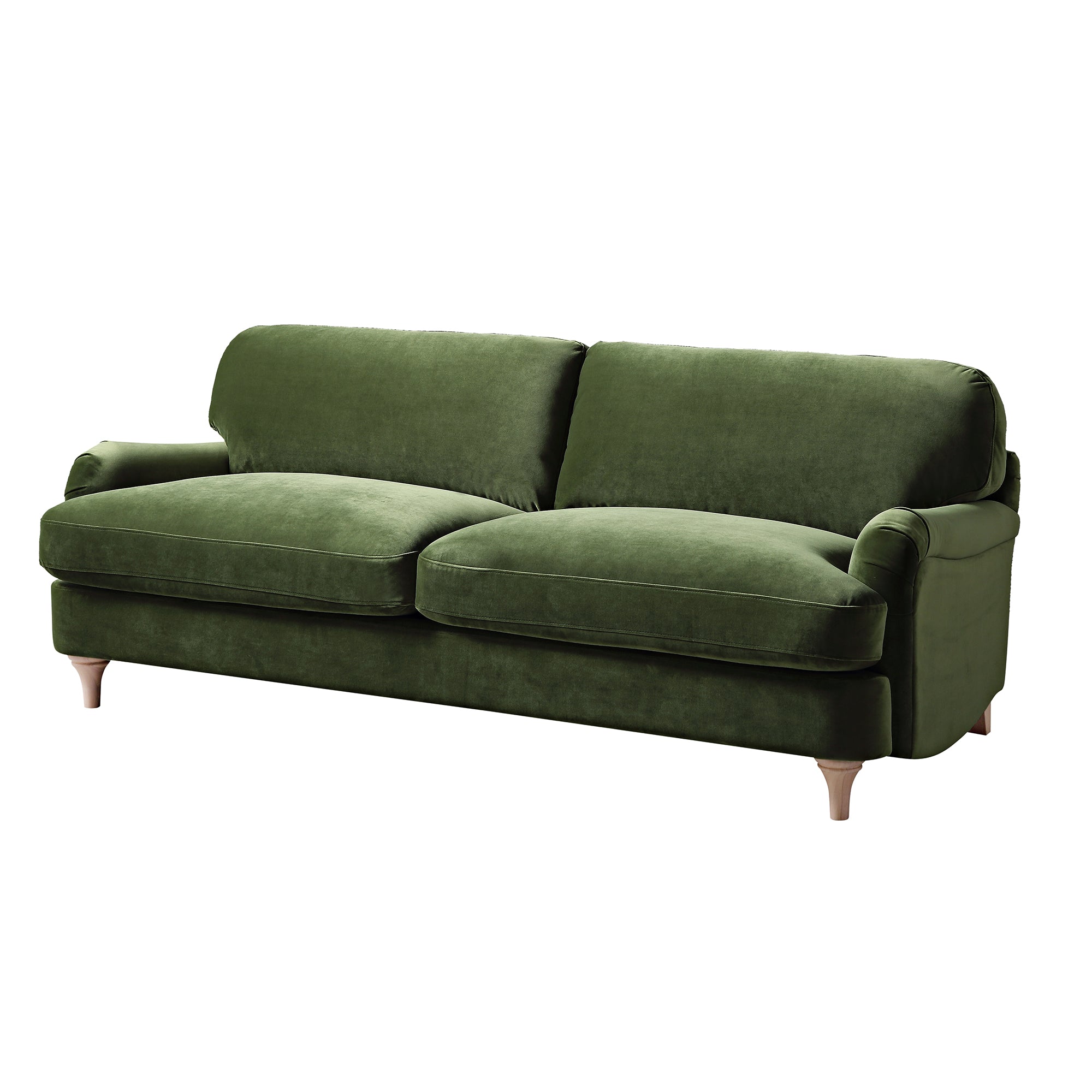 Daphnis Fern Green Velvet Sofa, 3-Seater