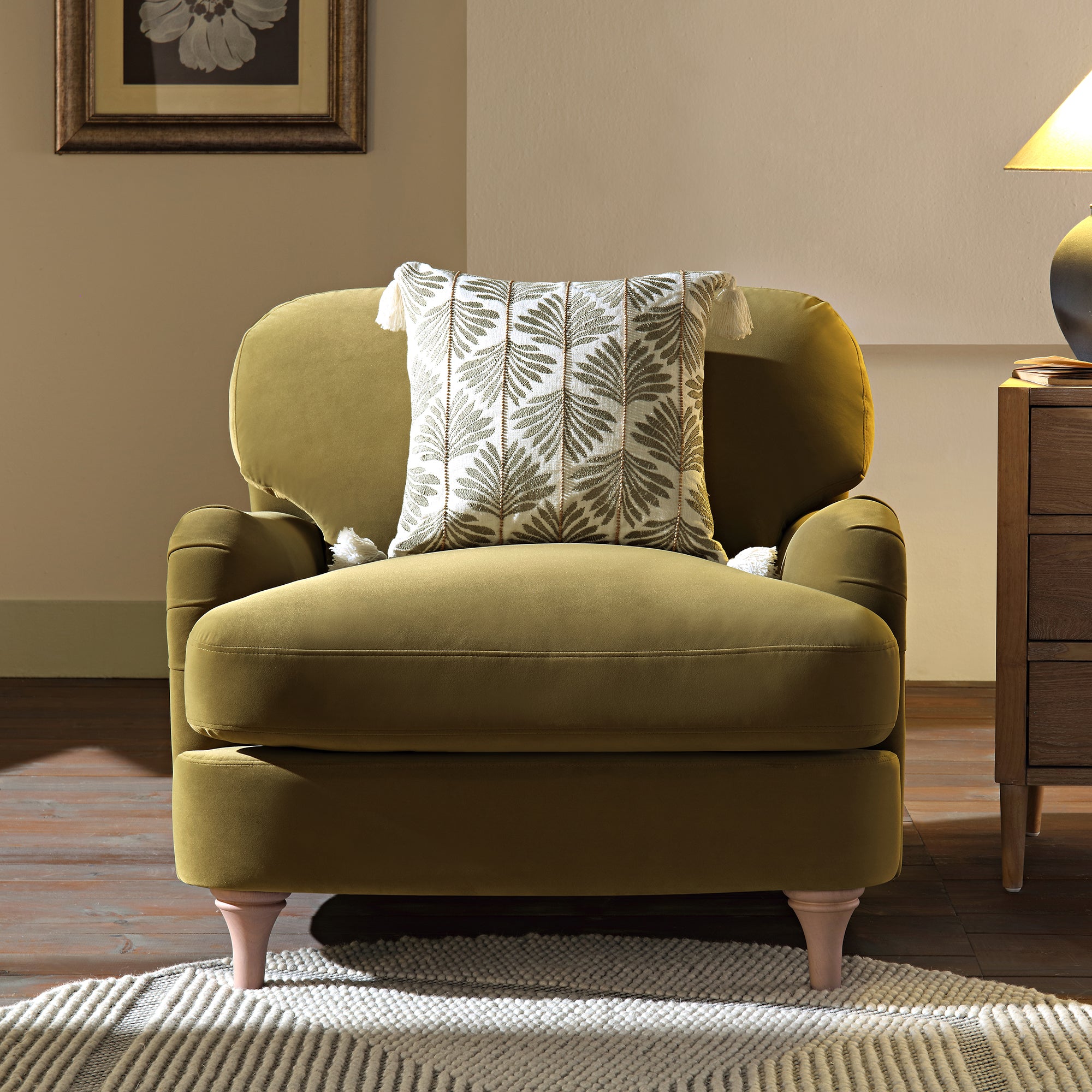 Daphnis Fudge Velvet Sofa, 1-Seater