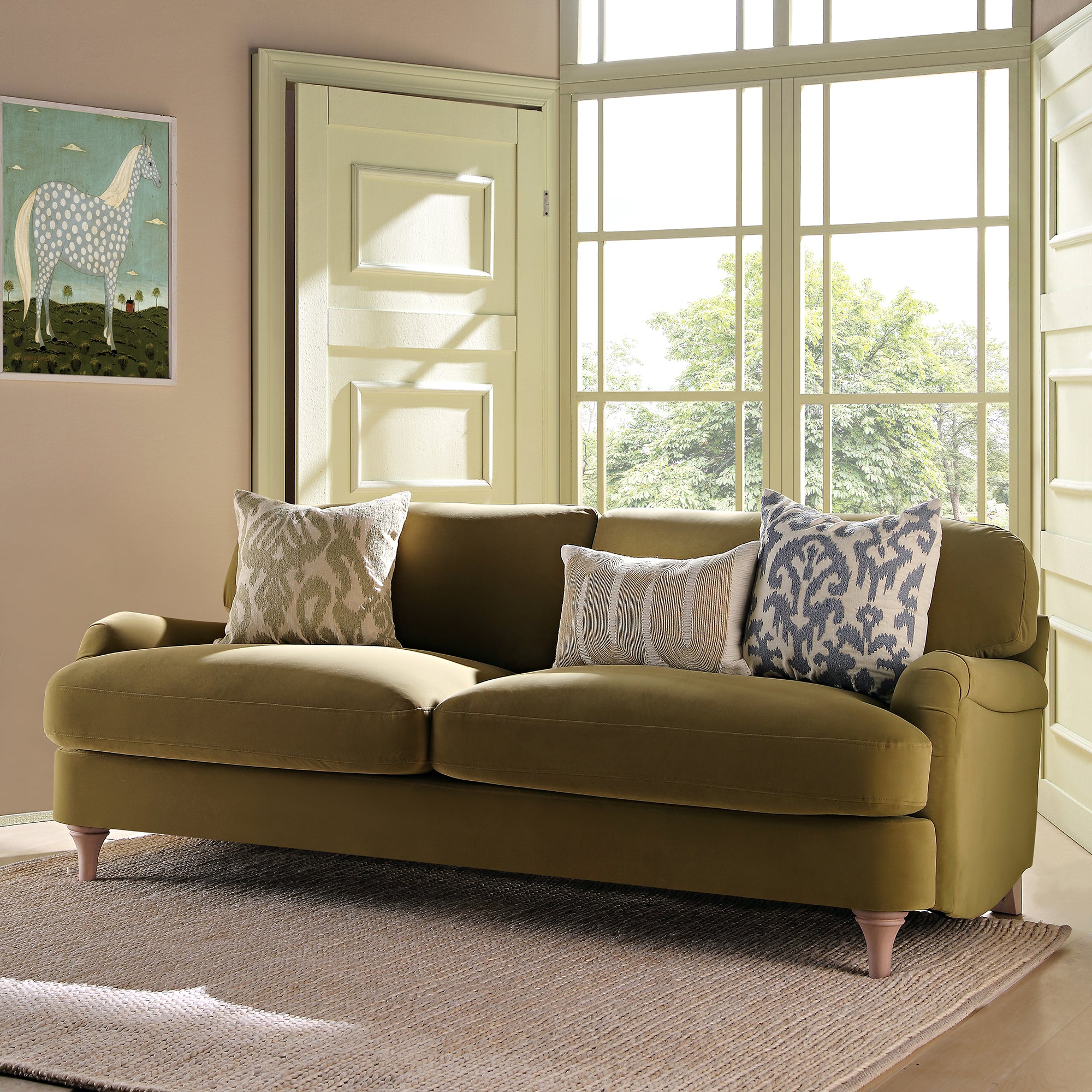 Daphnis Fudge Velvet Sofa, 3-Seater