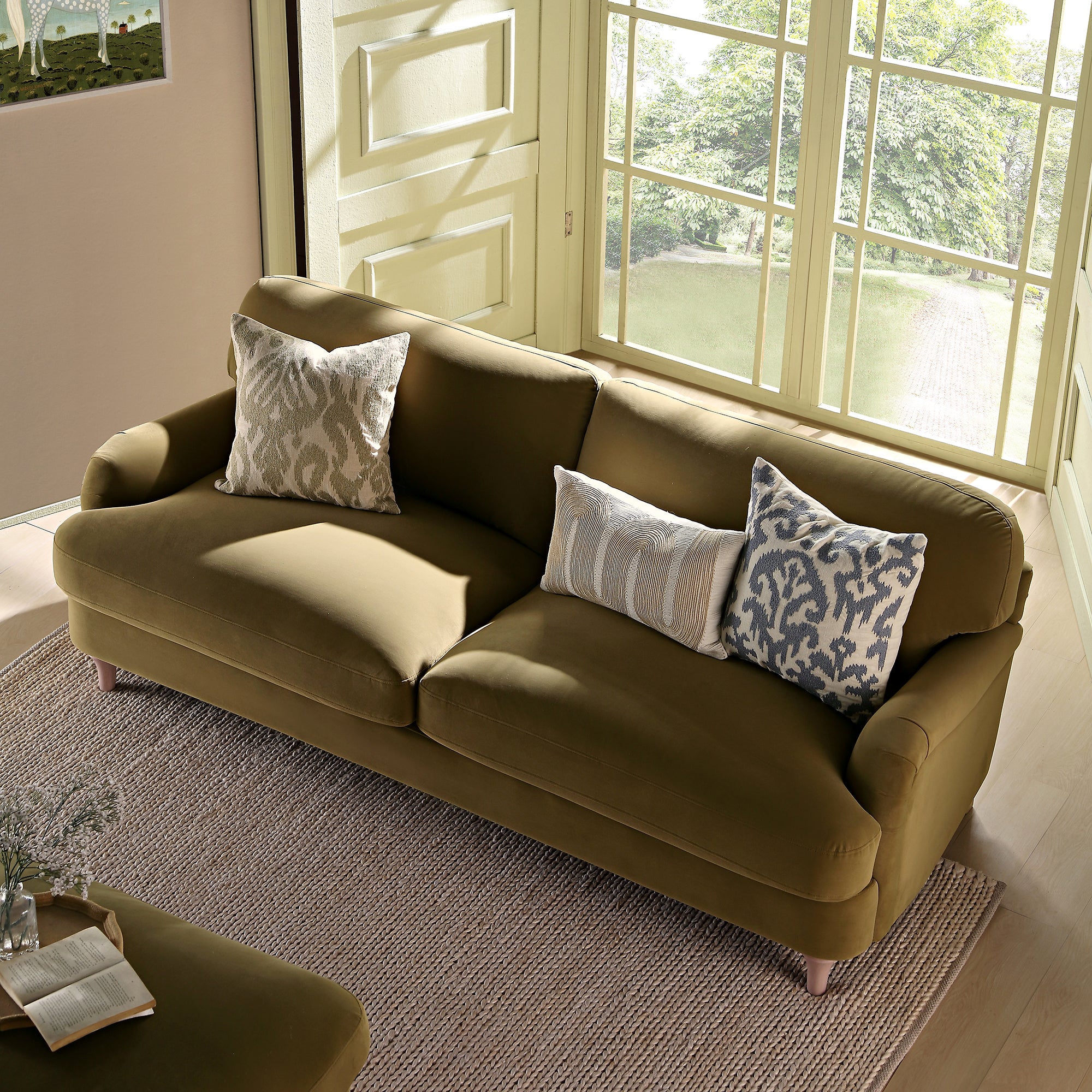 Daphnis Fudge Velvet Sofa, 3-Seater