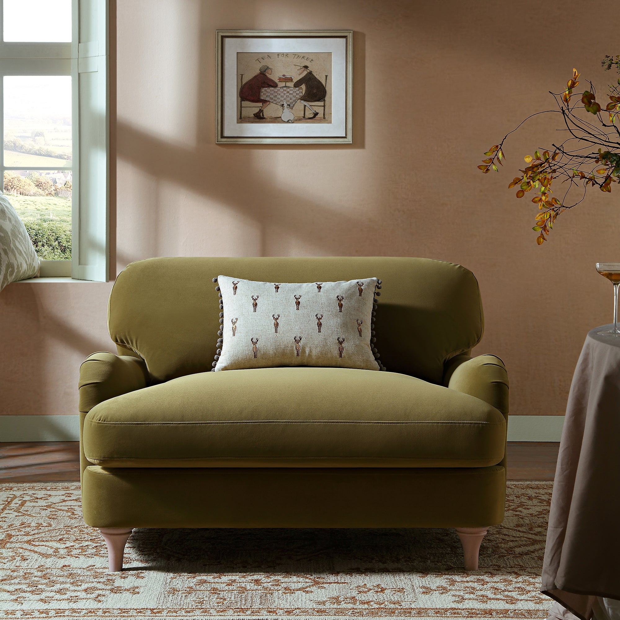 Daphnis Fudge Velvet Sofa, Loveseat