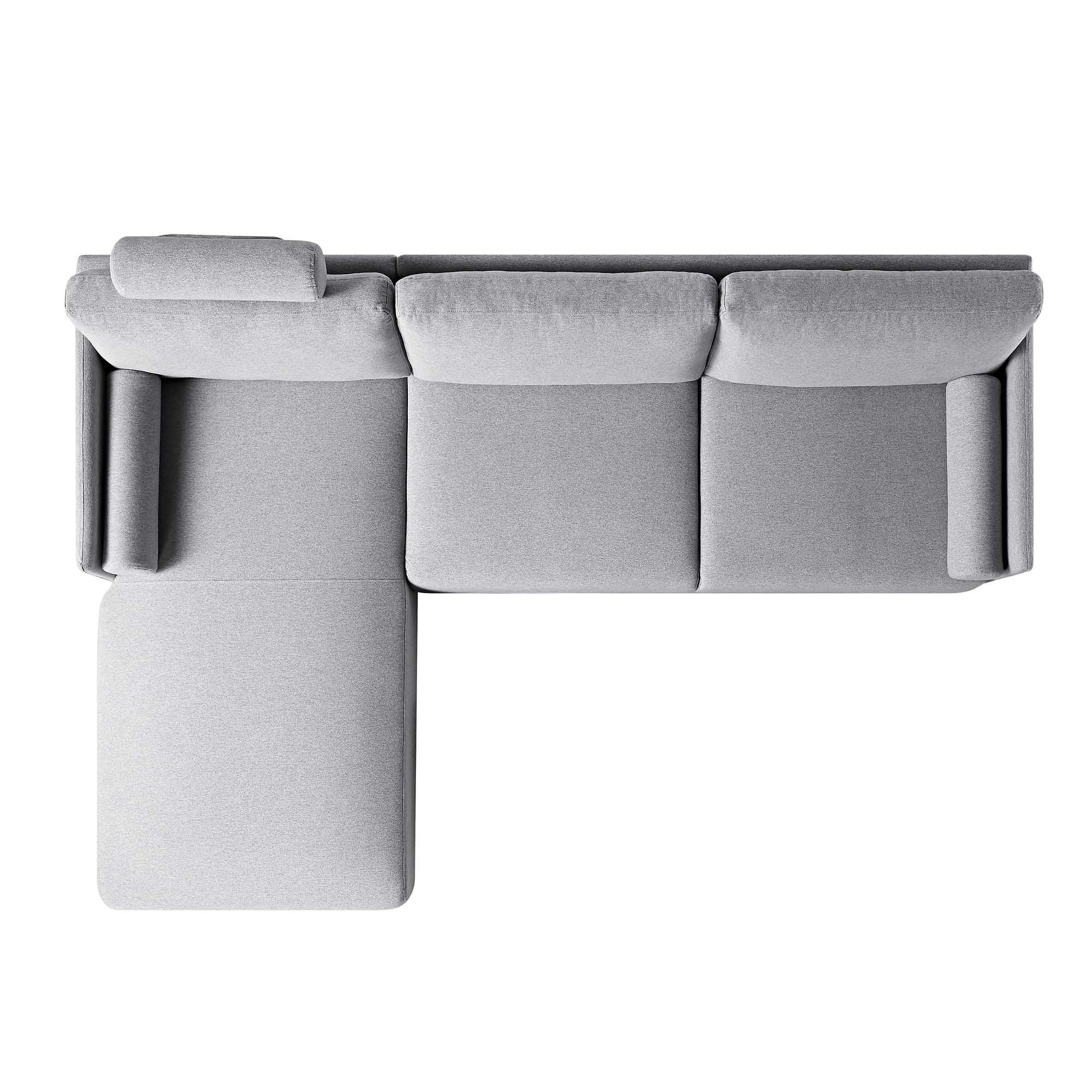 Timber Grey Marl Fabric Sofa, Large 3-Seater Chaise Sofa Left Hand