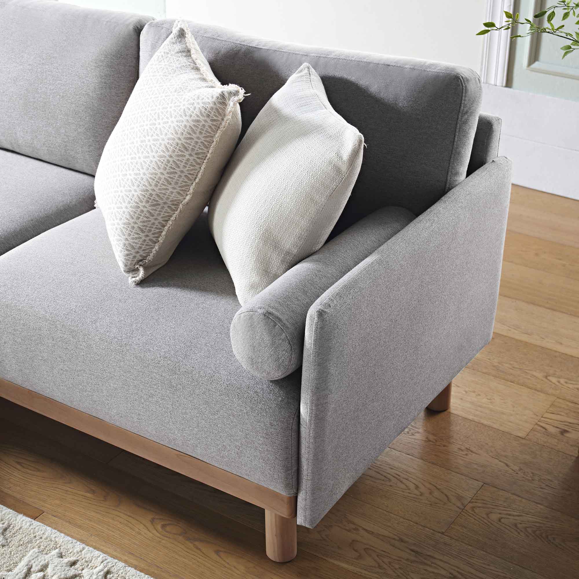 Timber Grey Marl Fabric Sofa, Large 3-Seater Chaise Sofa Left Hand