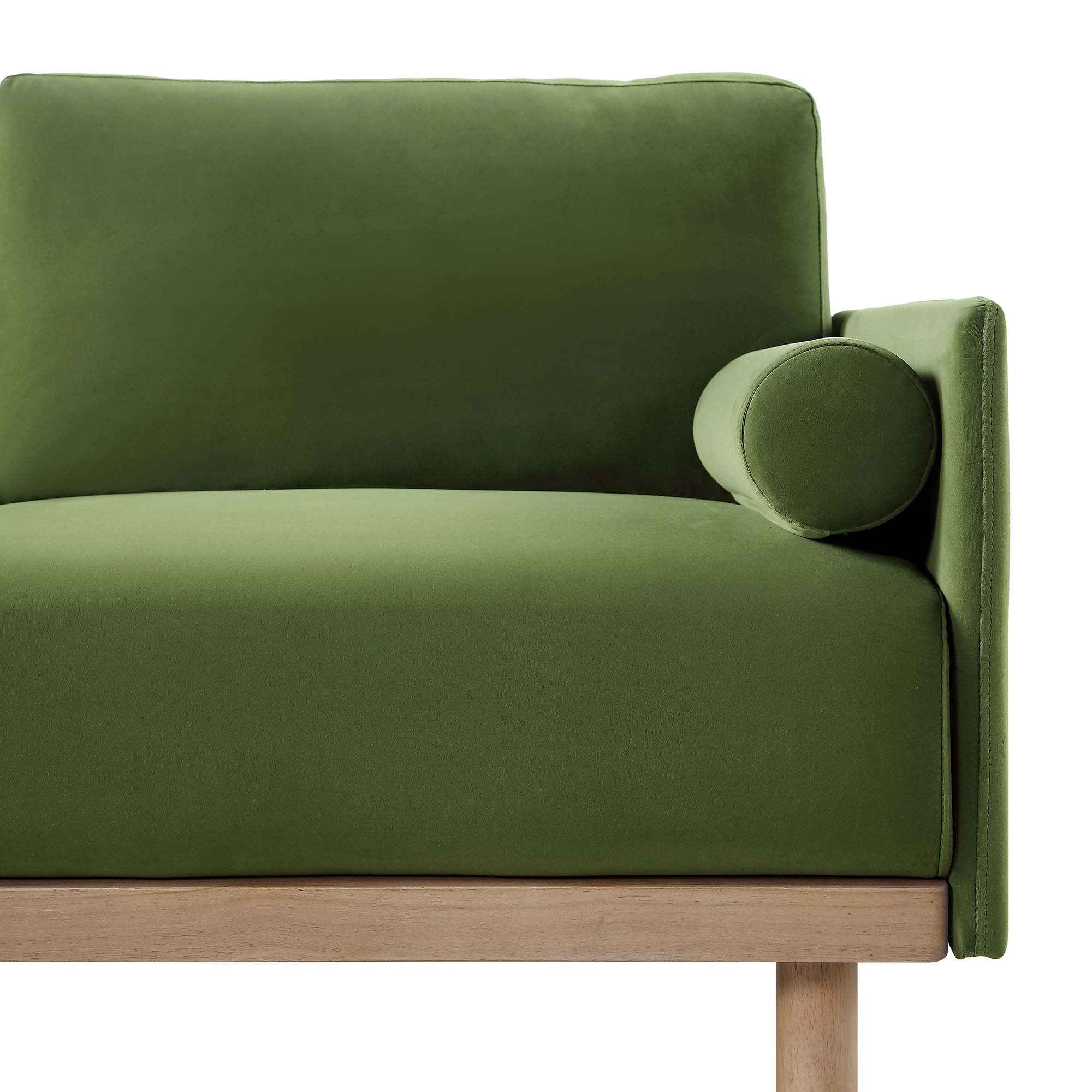 Timber Fern Green Velvet Sofa, Large 3-Seater Chaise Sofa Left Hand