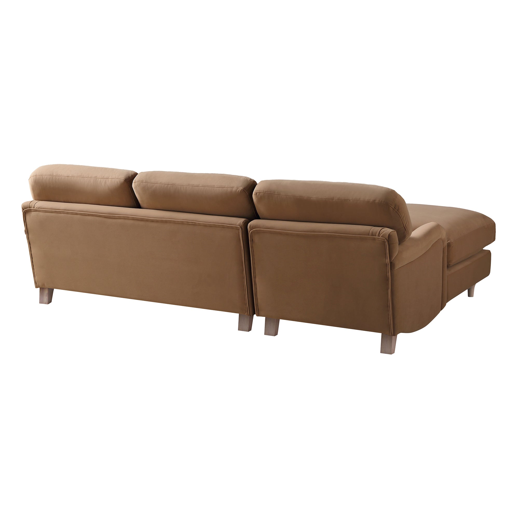 Daphnis Camel Velvet Sofa, Grande Chaise Sofa Left Hand