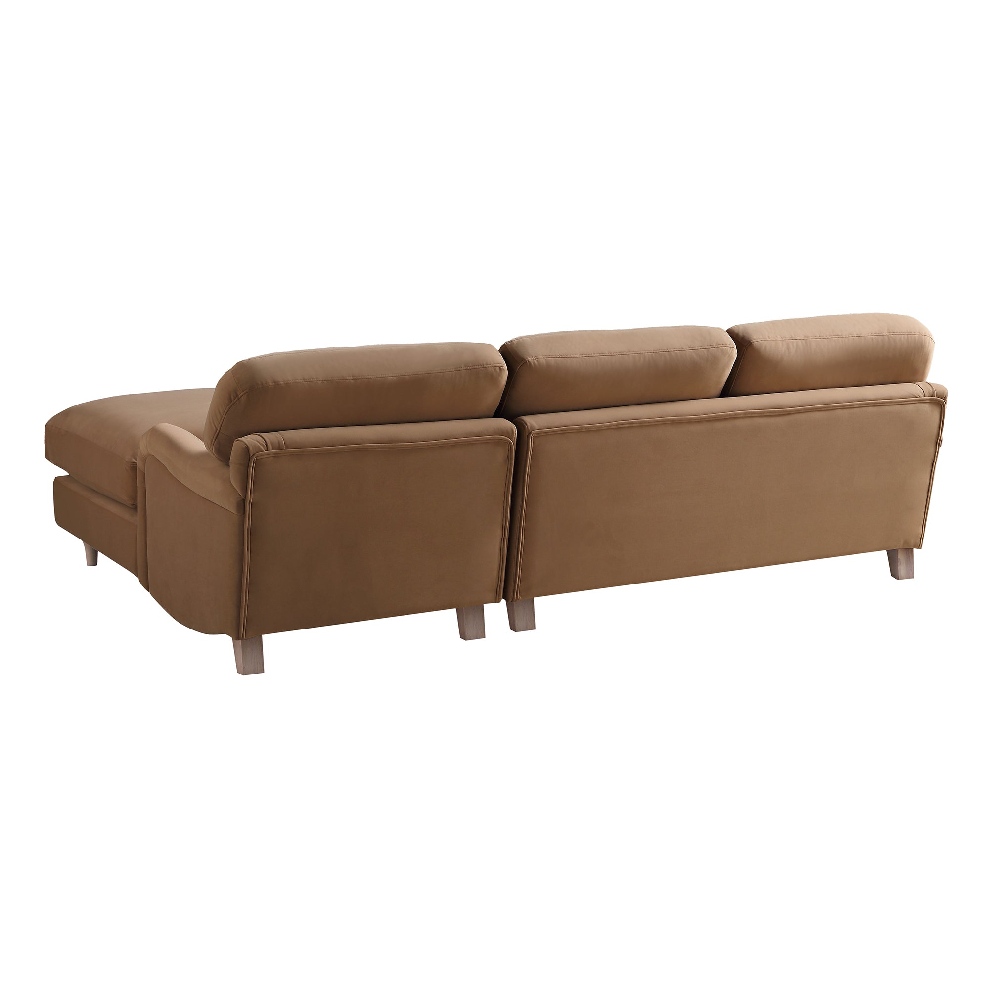 Daphnis Camel Velvet Sofa, Grande Chaise Sofa Right Hand