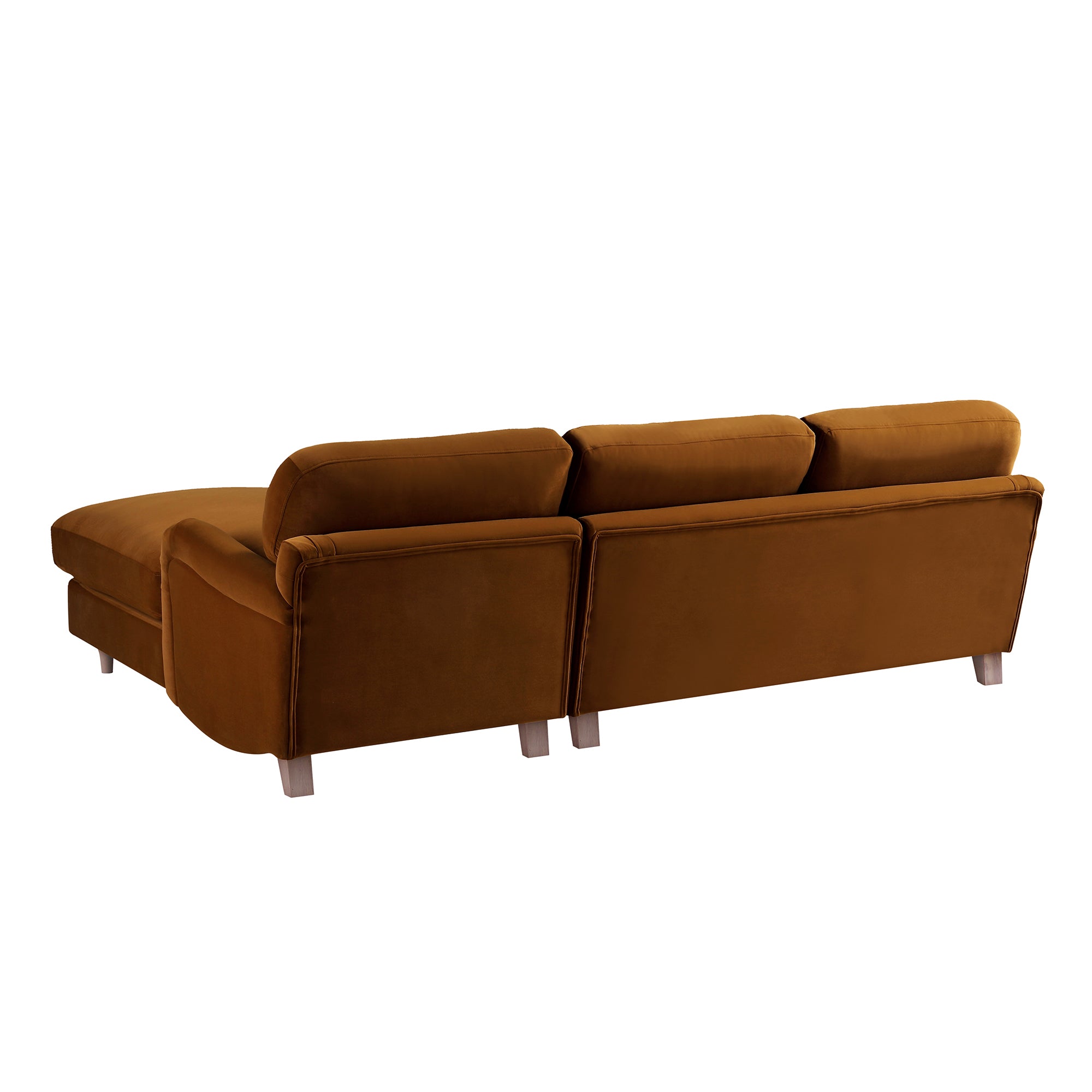 Daphnis Cinnamon Velvet Sofa, Grande Chaise Sofa Right Hand