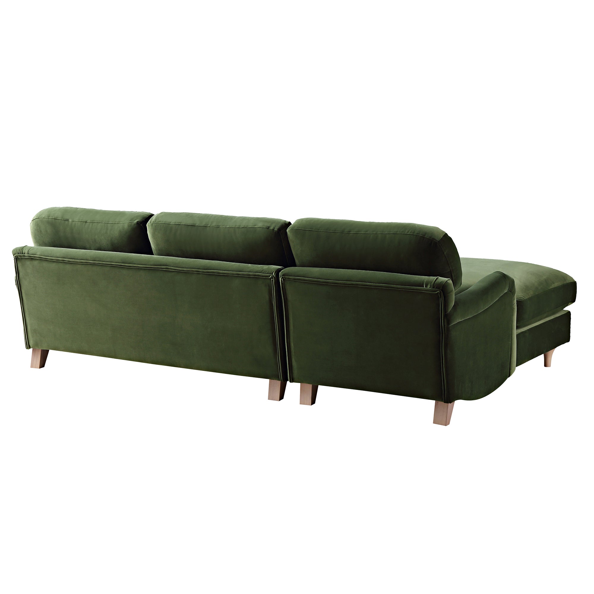 Daphnis Fern Green Velvet Sofa, Grande Chaise Sofa Left Hand